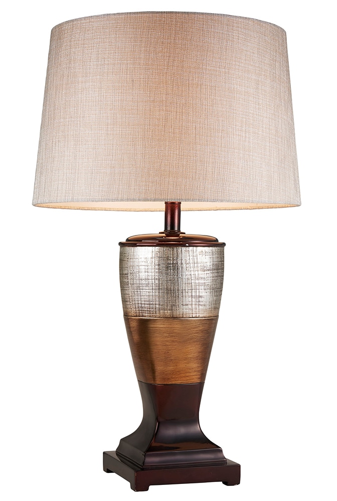ORE International K-4288T Naomi 30-in Silver Rotary Socket Table Lamp with Linen Shade