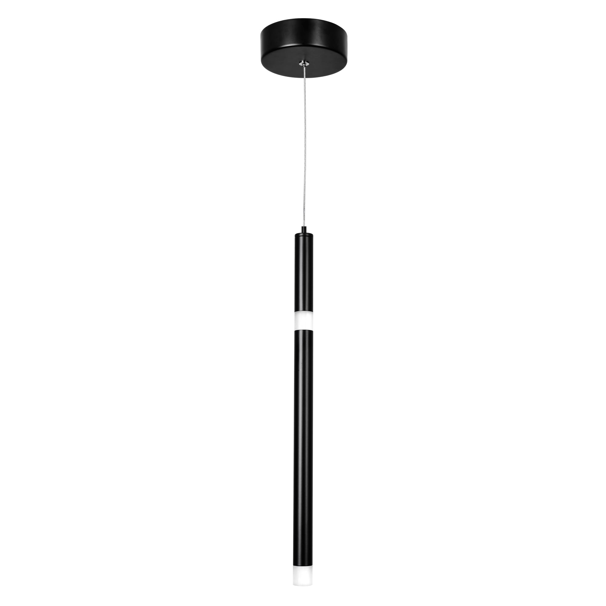 Sleek Black Metal LED Pendant Light - Contemporary 17" Design