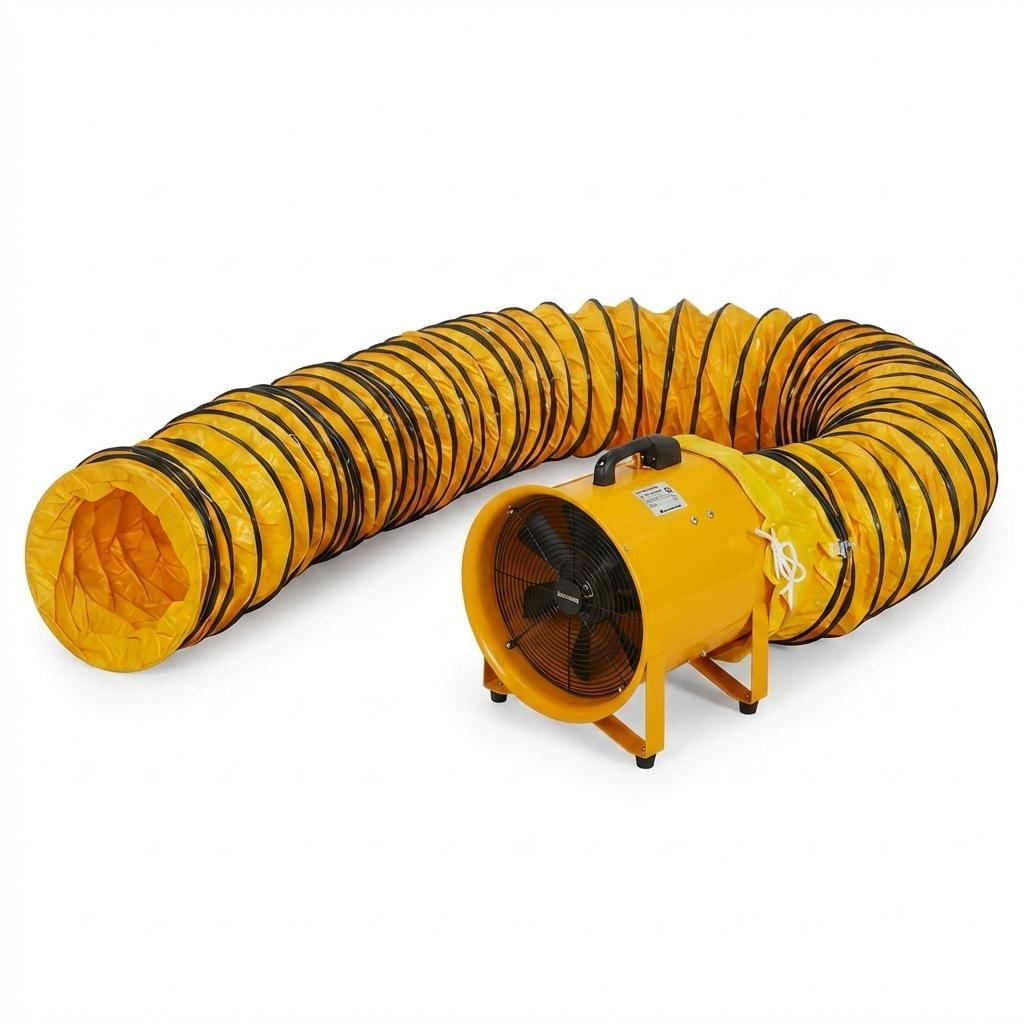 Garvee 12 Inch Yellow Portable Ventilation Fan with 10 m Flexible PVC Duct 3500