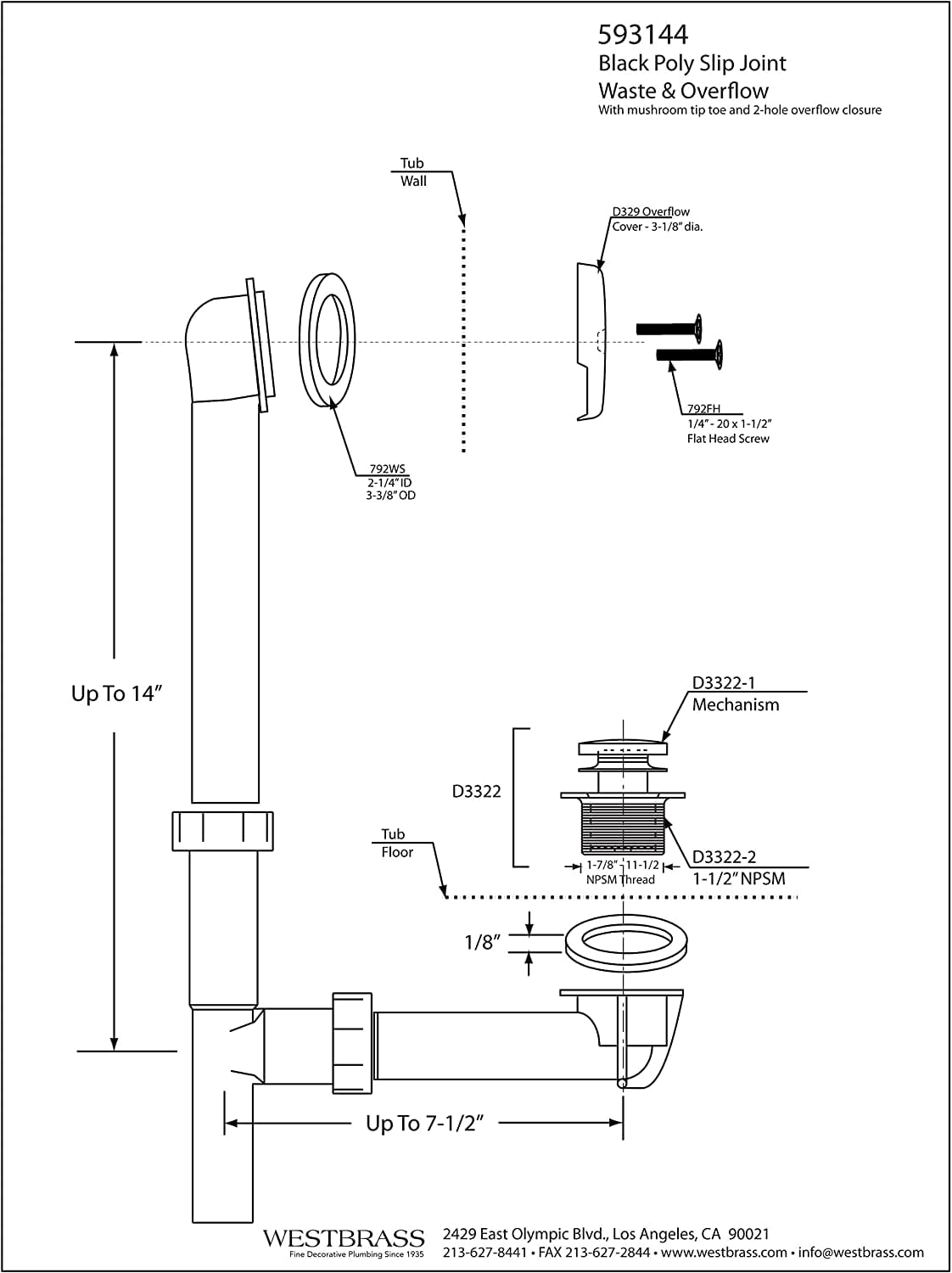 1-1/2 in. Round Mushroom Tip-Toe Bath Drain