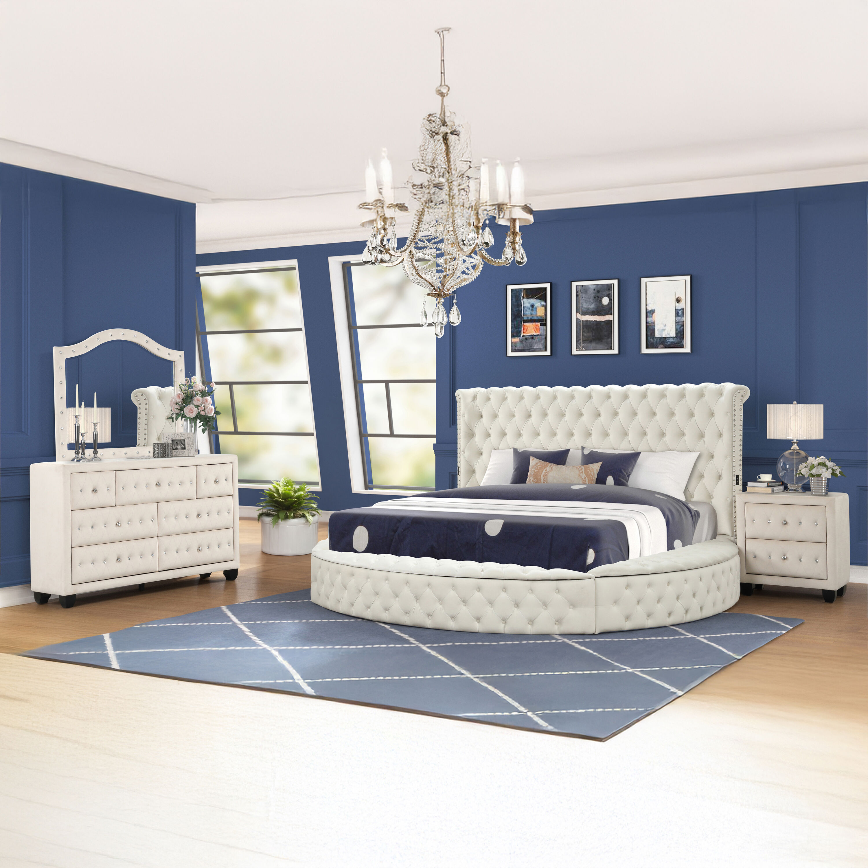 Galaxy 601955552790 Hazel Cream Queen Bedroom Set