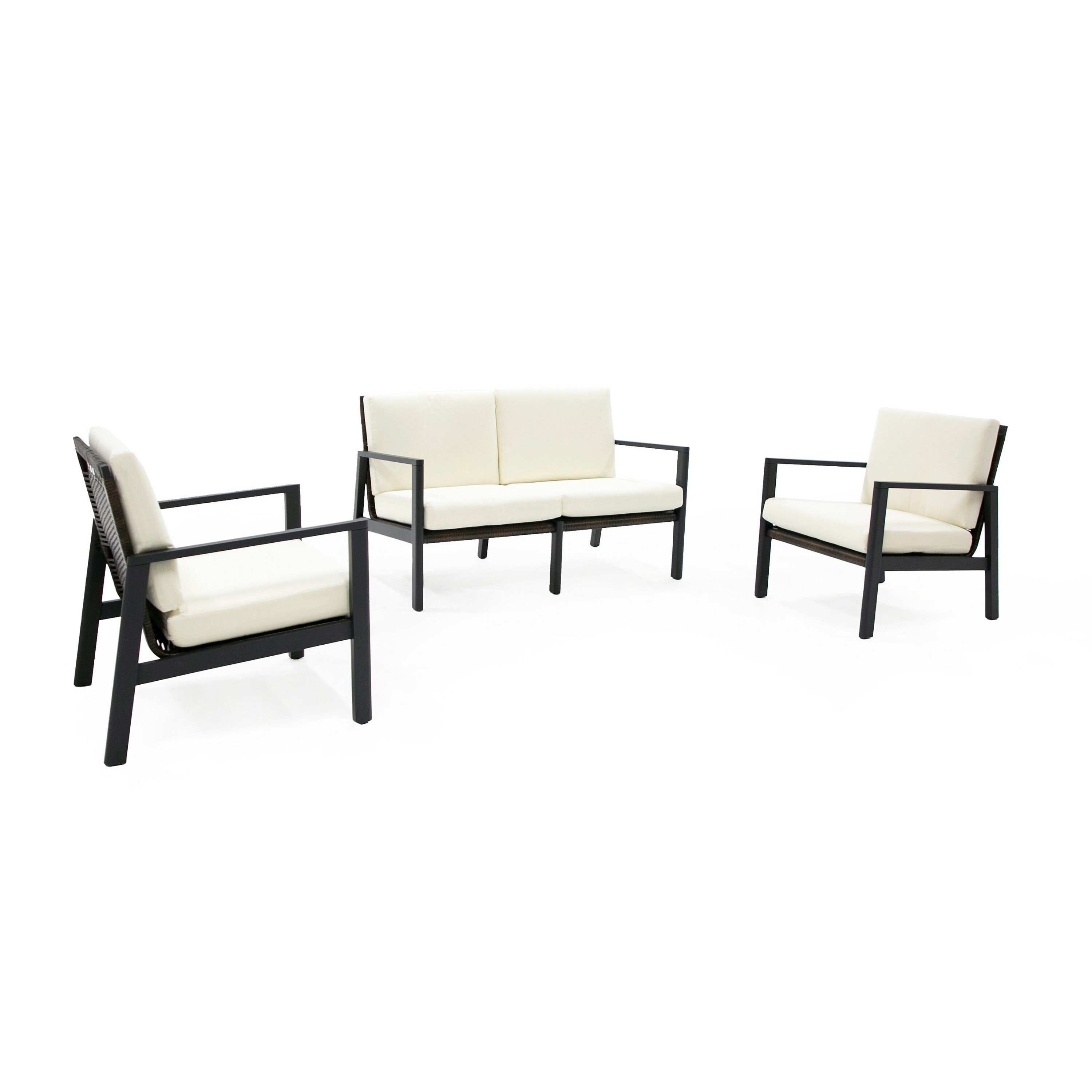 Benzara BM318447 8-Piece Patio Conversation Set with White Cushions