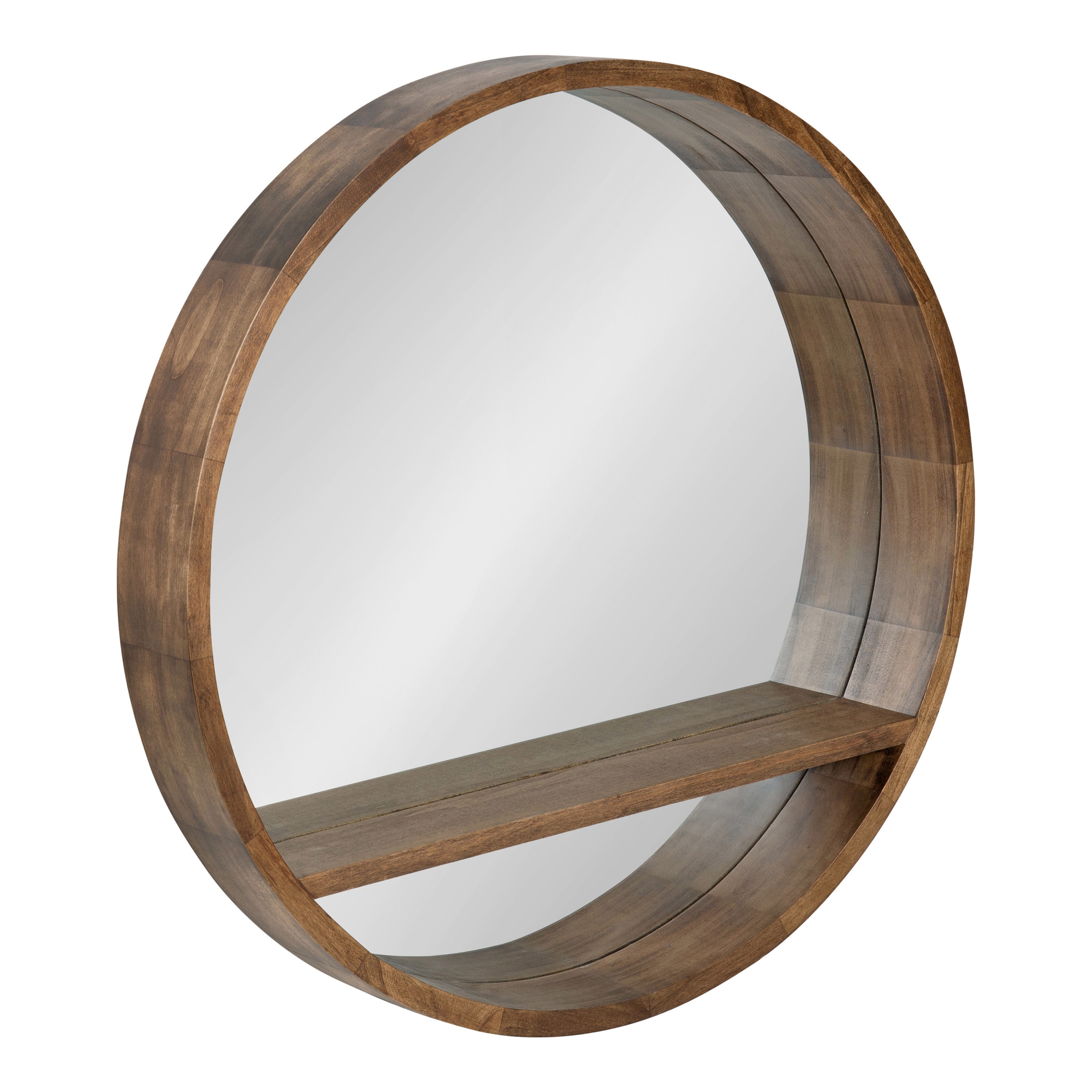 Kate and Laurel 216633 Hutton 30-Inches W x 30-Inches H Round Rustic Brown Framed Wall Mirror