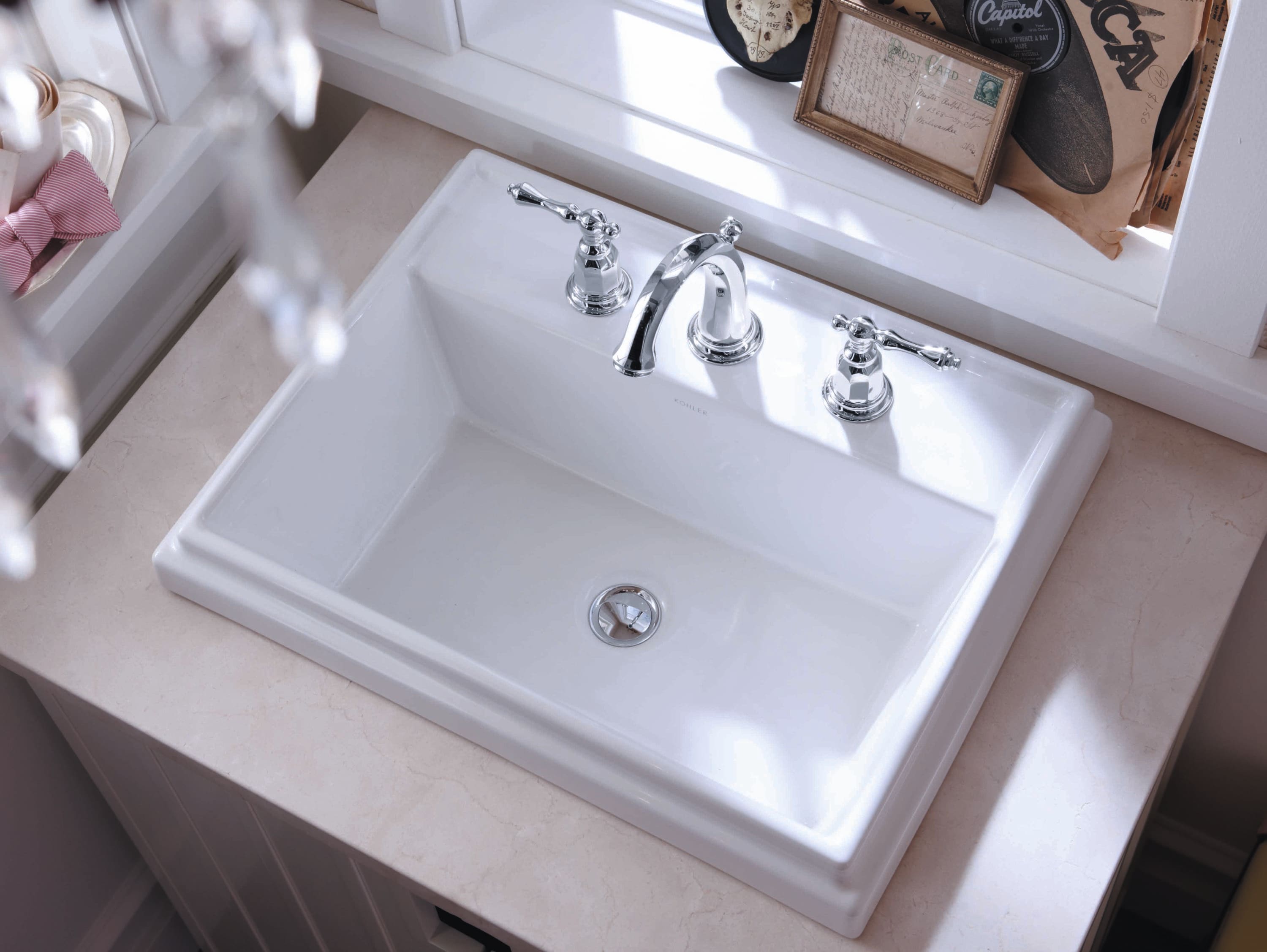 KOHLER Tresham White Drop-In Rectangular Traditional Bathroom Sink (21. ...
