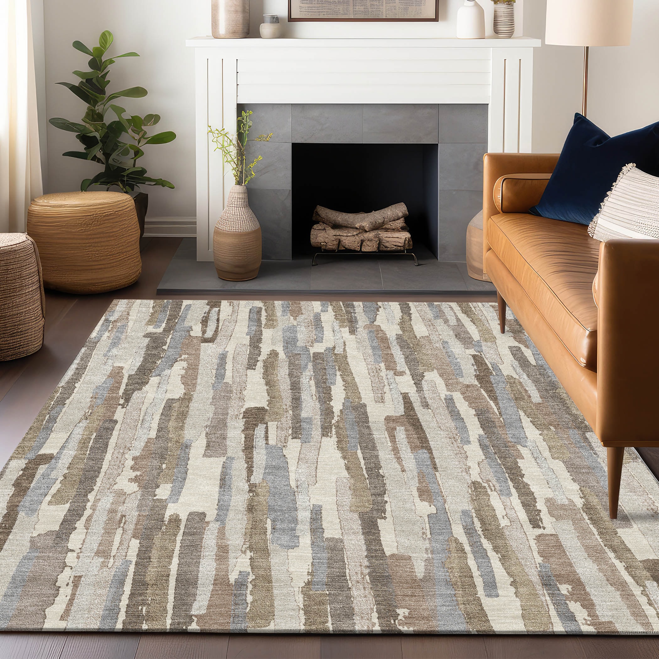Addison Rugs ACN1316IV3X5 Chantille ACN1316IV 3 x 5 (ft) Polyester Ivory Rectangular Indoor/Outdoor Geometric Machine washable Area rug