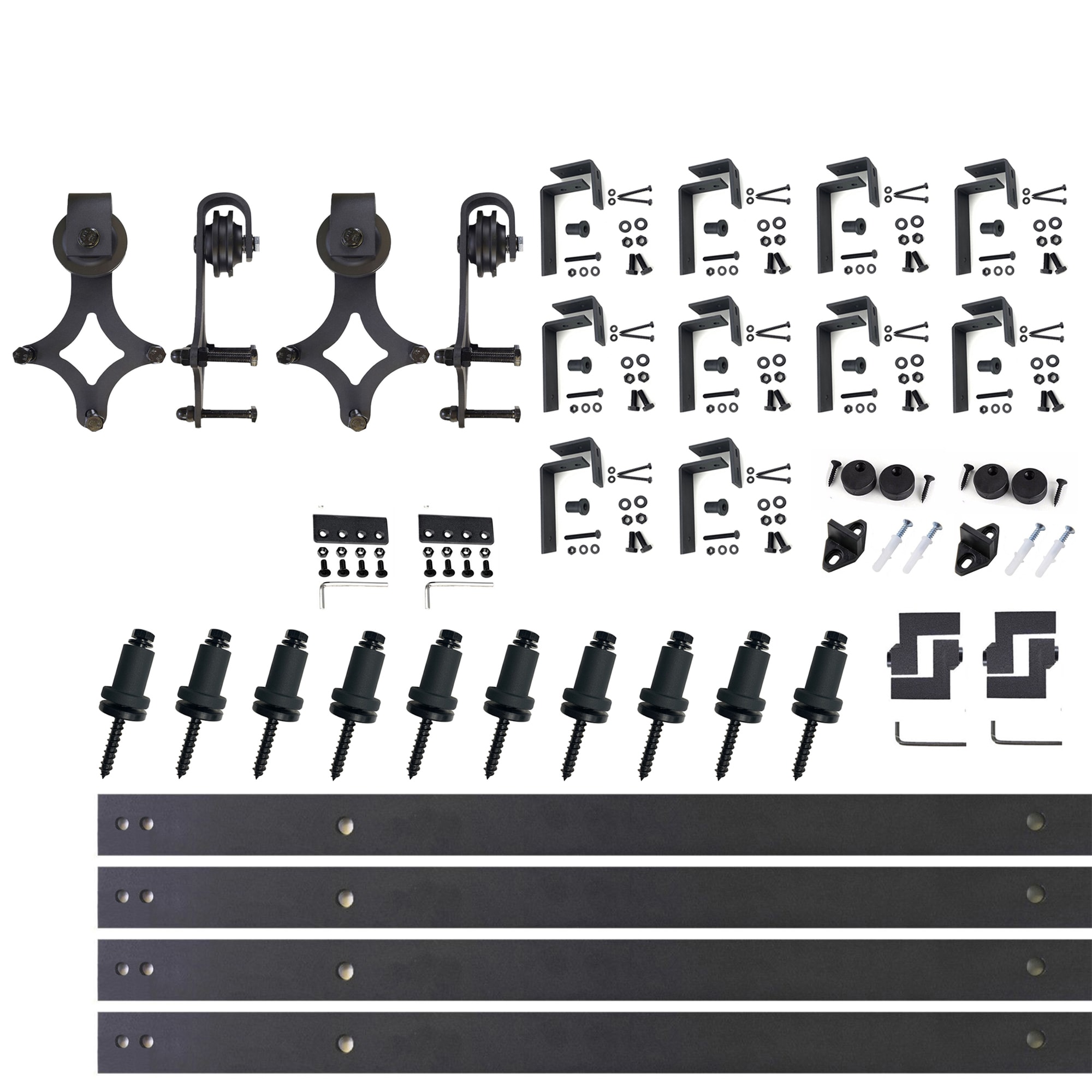 HOMACER 96-in Brushed Nickel Indoor Diamond Double Bypass Barn Door Hardware Kit LX3DNZ096C Sansujyuku sansujyuku.com