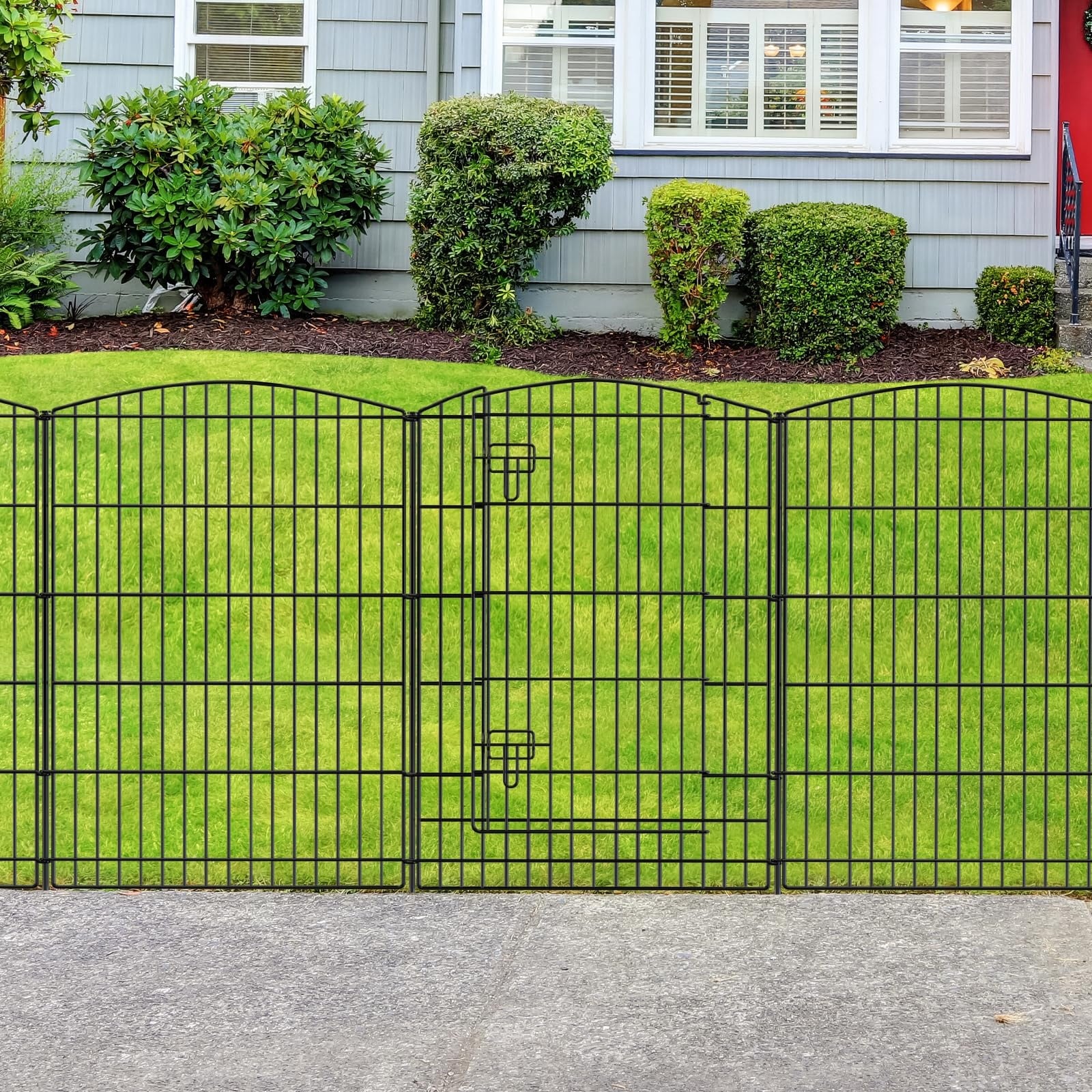 ITOPFOX  12 Piece 26 Foot x 36 Inch Black Metal Garden Fence Set with 11 Panels and 1 Gate No Dig Rustproof Animal Barrier for Yard Patio
