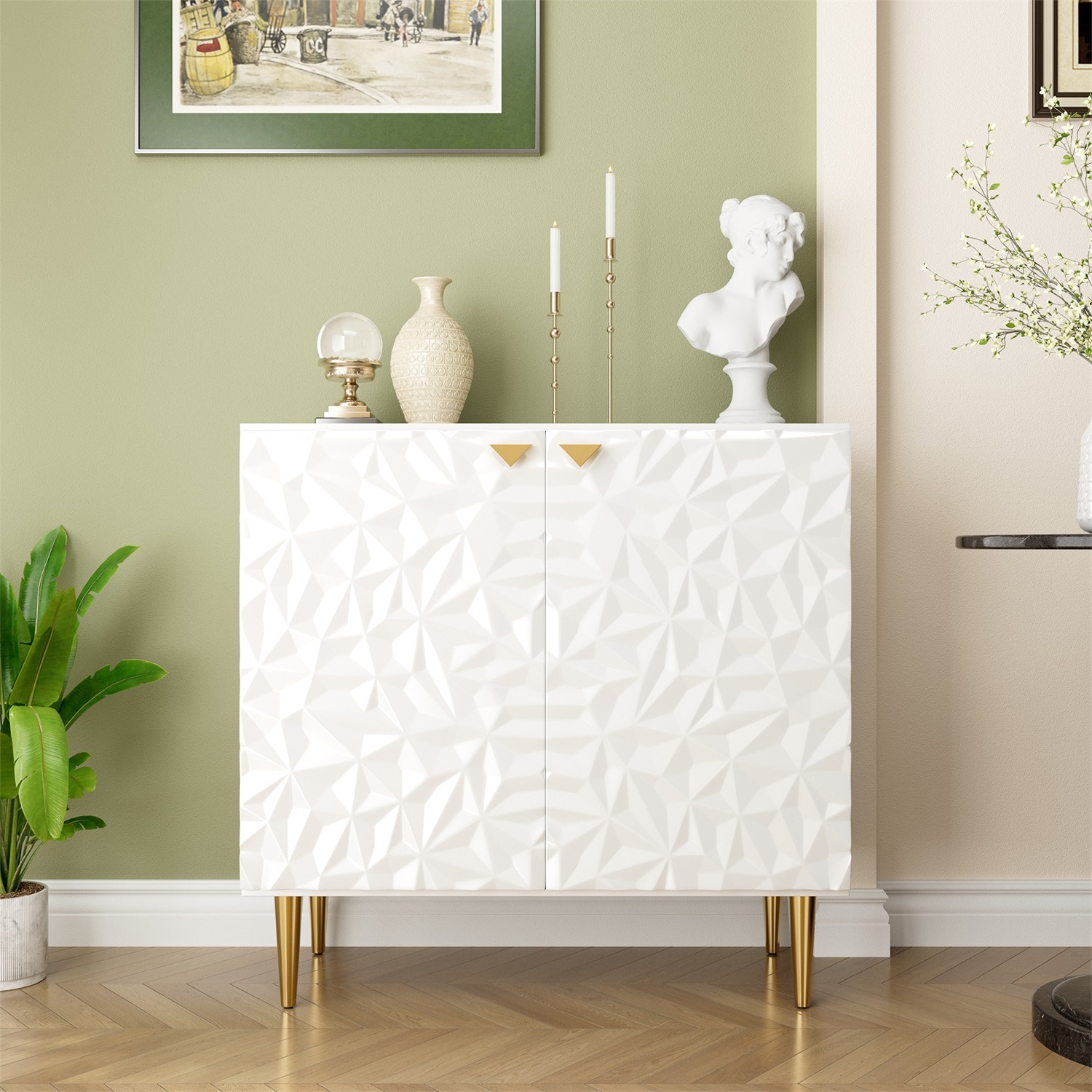 Mondawe MO-JH-052-WH 31.5-in W 2-Door White Accent Cabinet