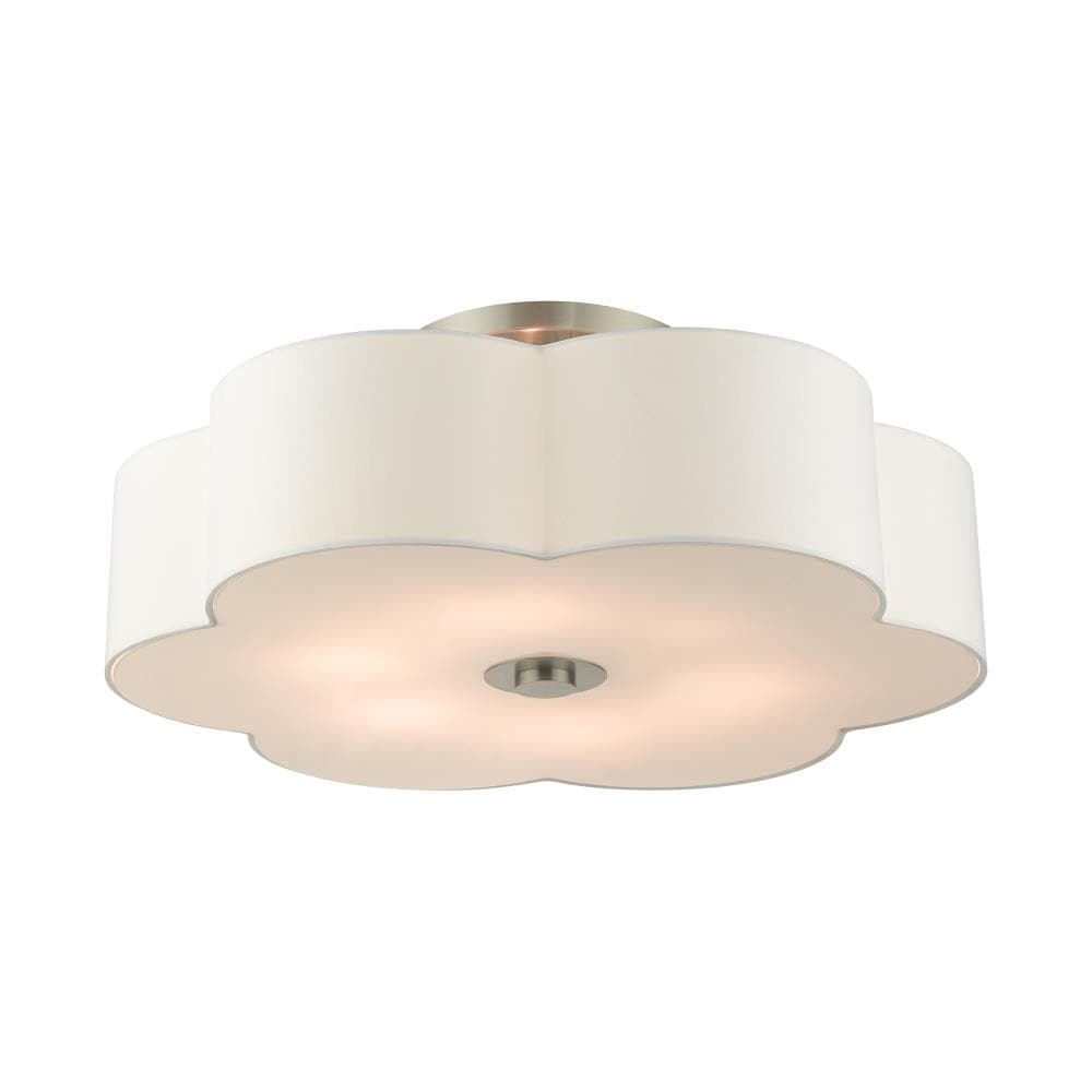 Chelsea Brushed Nickel 6-Light Semi-Flush Mount with Scalloped Shade