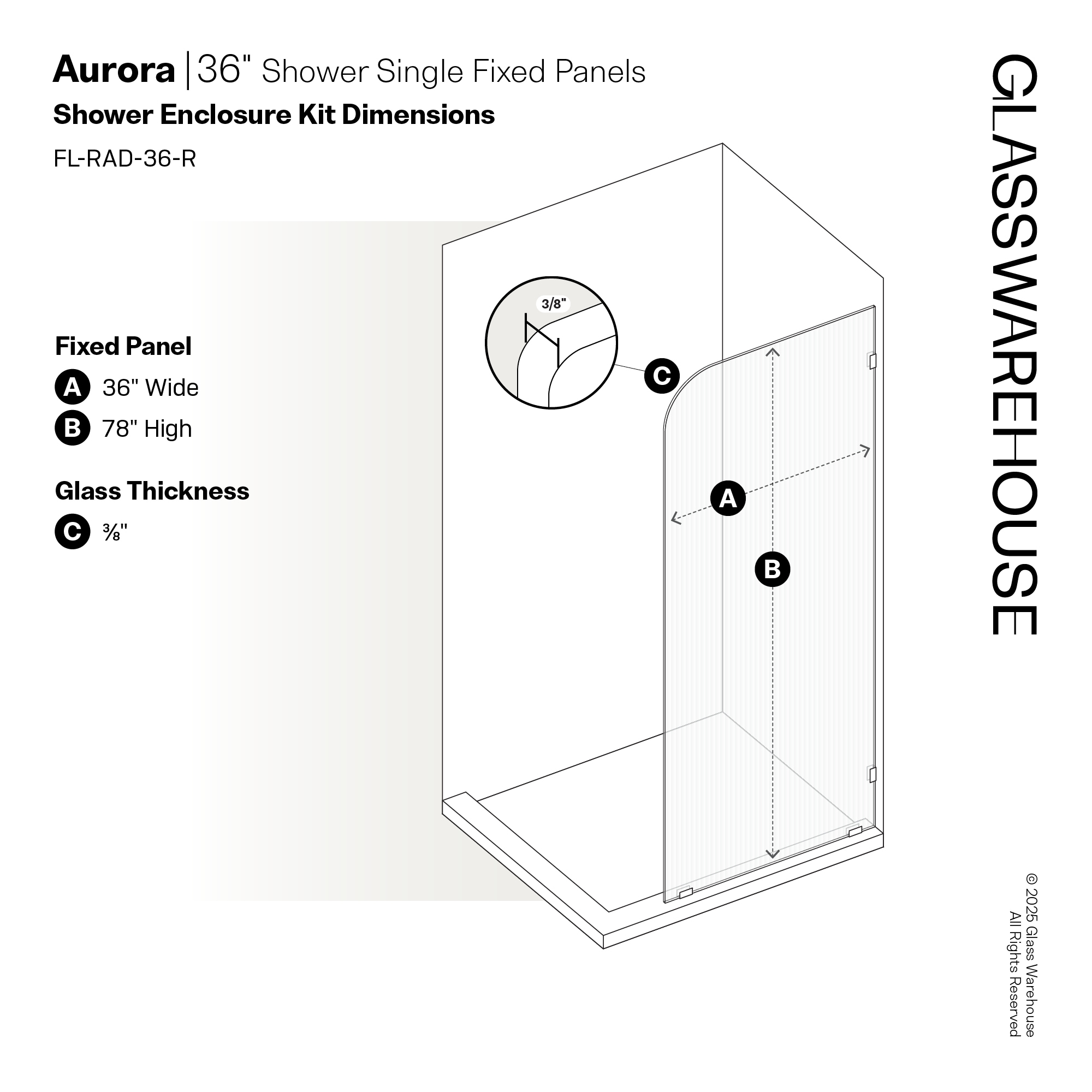 Glass Warehouse FL-RAD-36-R-ORB Shower-Doors - View #6