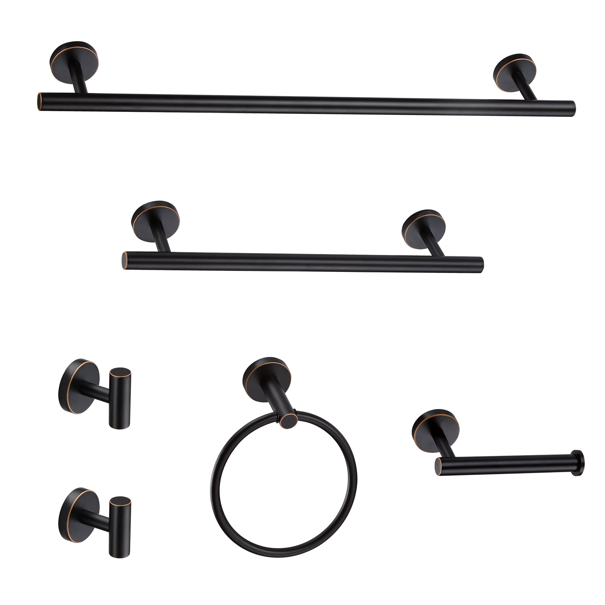 FAYMART LIGHTING FLB2416989-TB-ORB 6 -Piece Oil Rubbed Bronze - 16in24in tower bar Decorative Bathroom Hardware Set Towel Bar, Toilet Paper Holder, Towel Ring ,Robe Hook Included