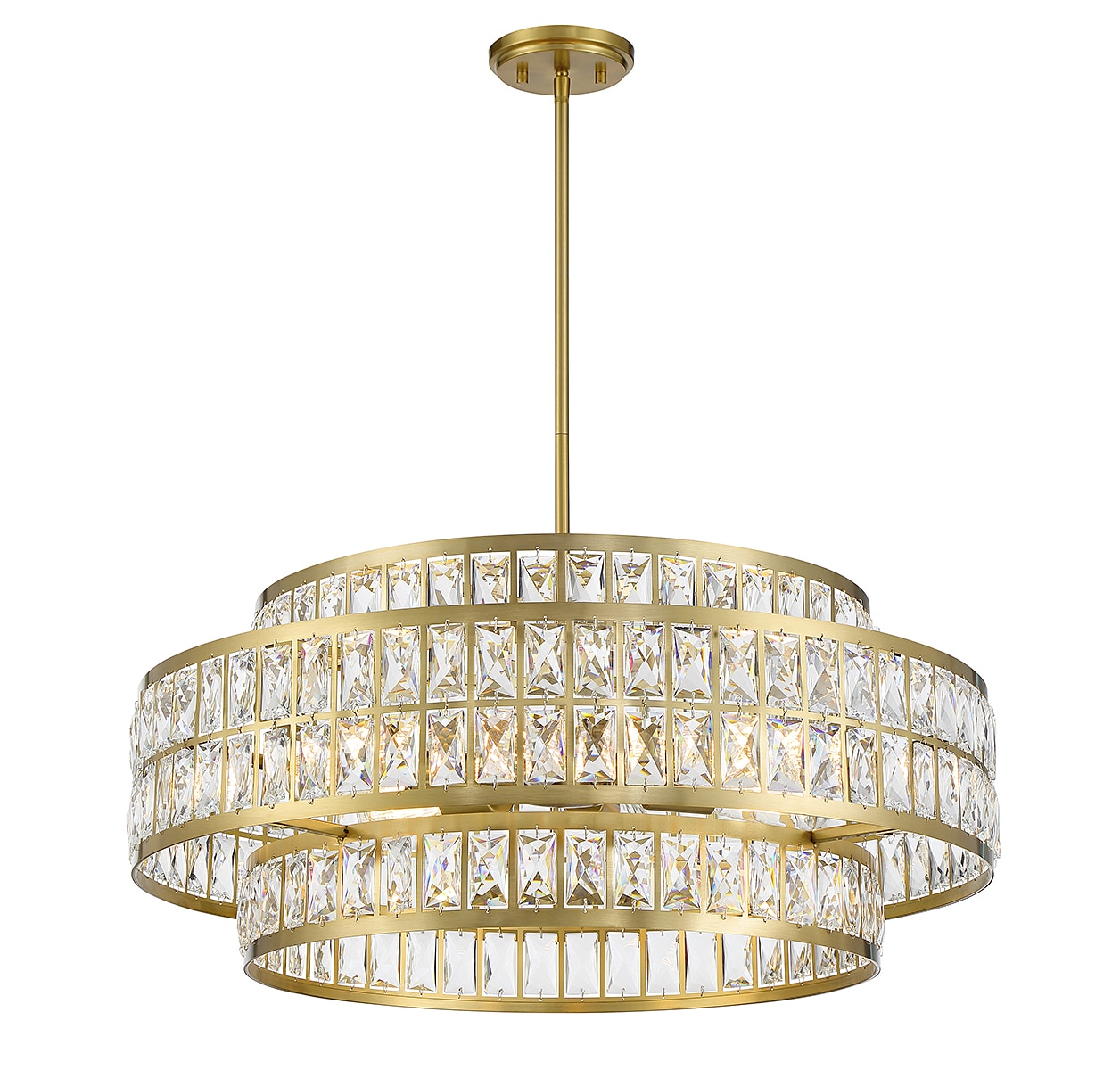 Renzo Warm Brass 6-Light Crystal Drum Pendant