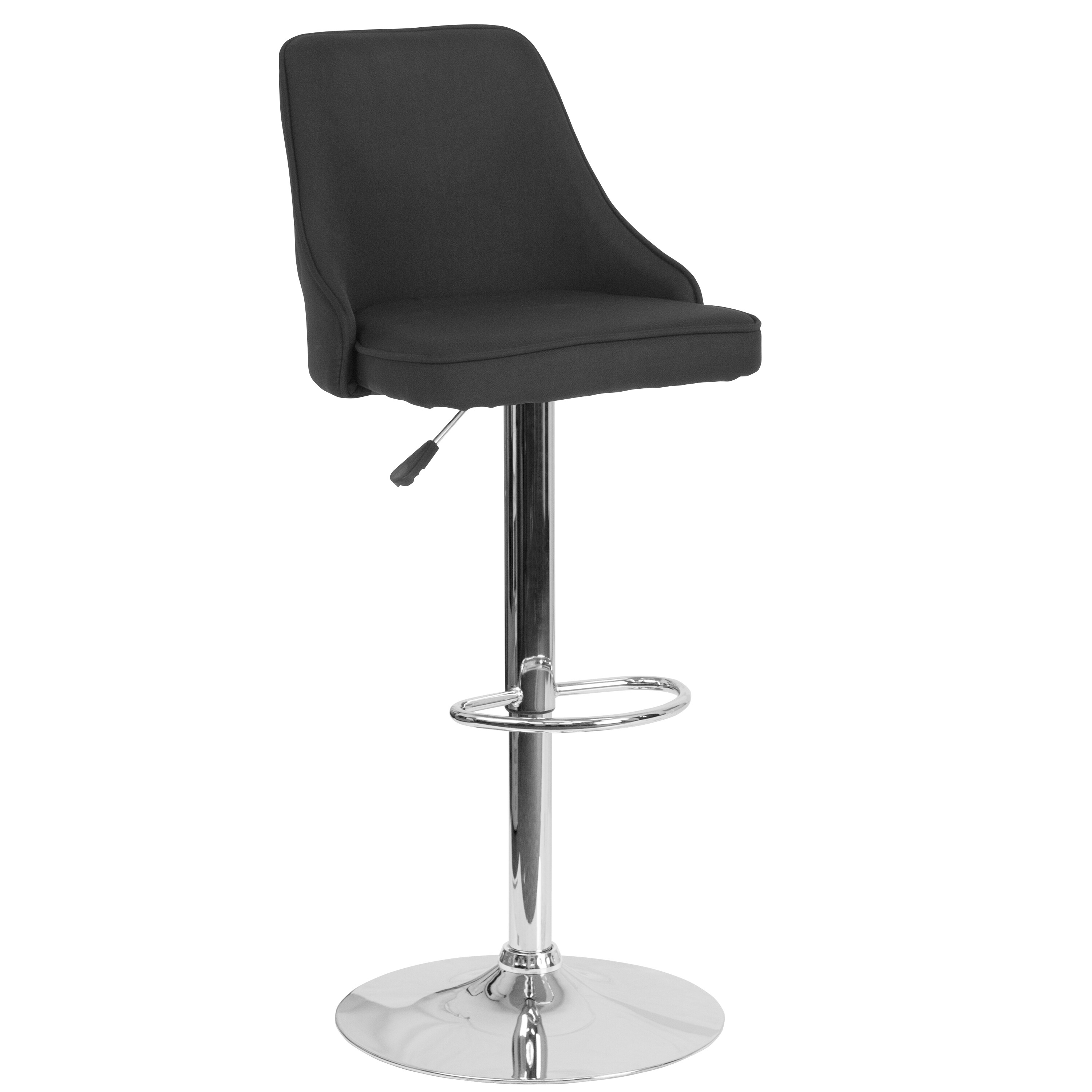 Flash Furniture 889142336884 Trieste Black Fabric 24.0-Inches H Adjustable Height Counter height Square seat Upholstered Swivel Metal Bar Stool and Back