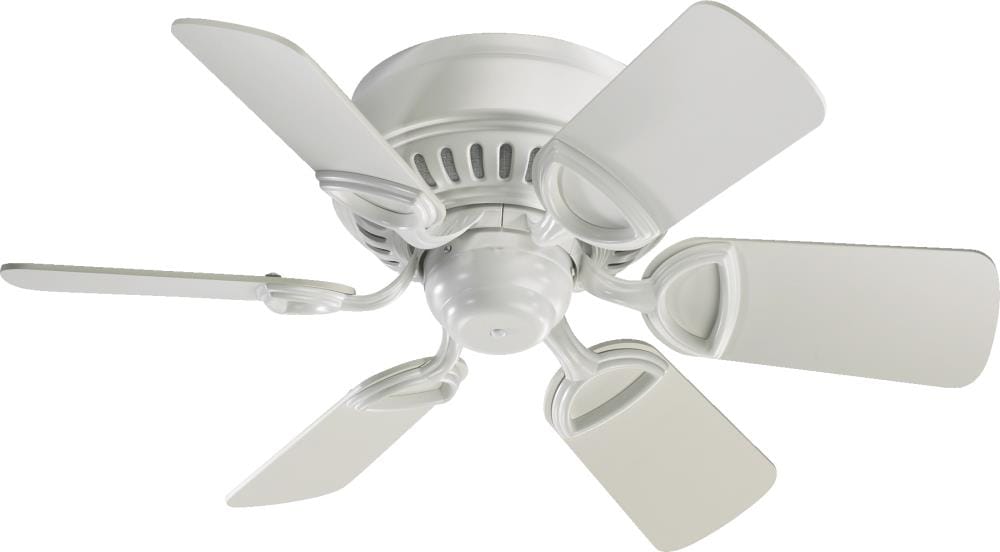 Quorum International 51306-8 Medallion 30-in Flush Mount Studio White with Studio White Blades Ceiling Fan Without Light ( 6 -Blade )