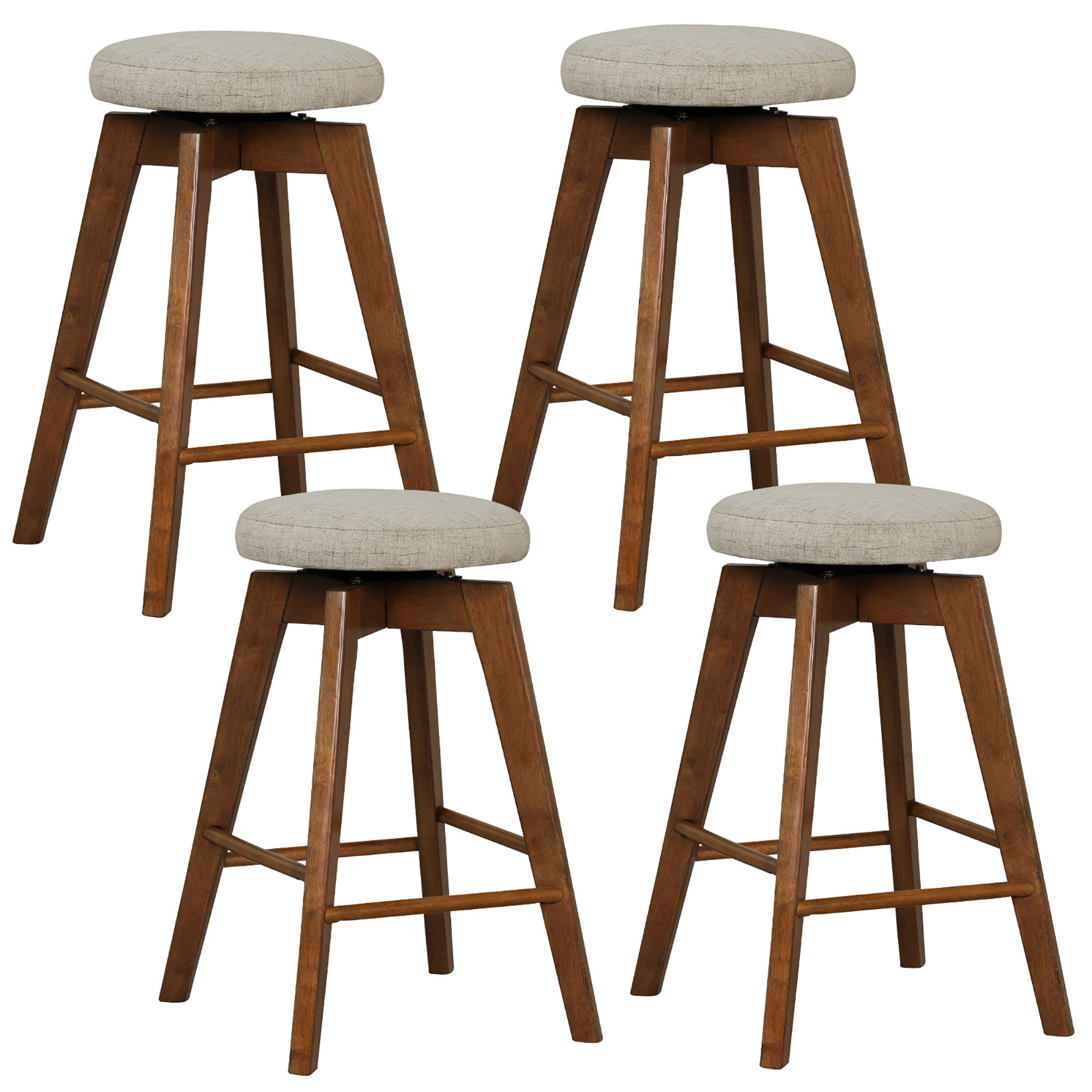 Goplus LWS00287 Brown 26-in H Counter height (24-in to 27-in) Round Seat Upholstered Wood Back Bar Stool Back