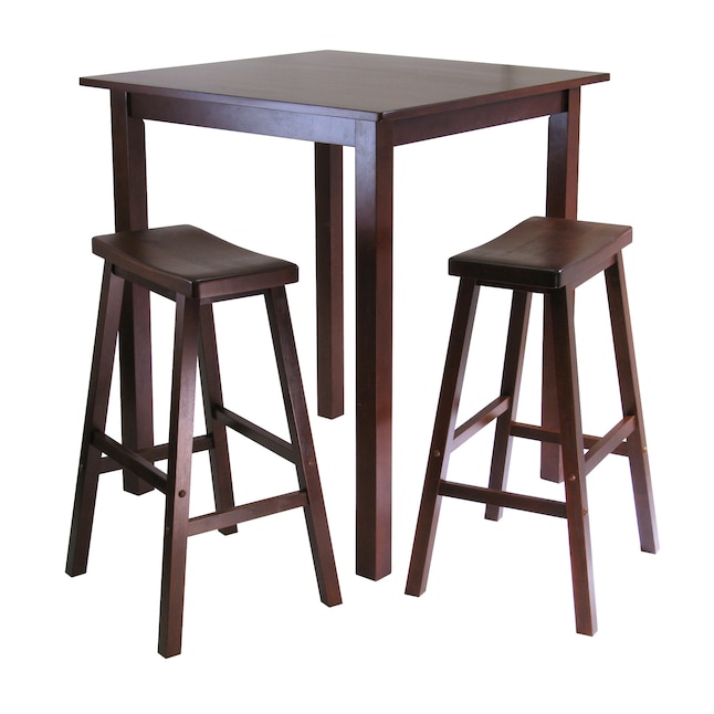 Winsome Wood Parkland Antique Walnut, High Square Table And Chairs