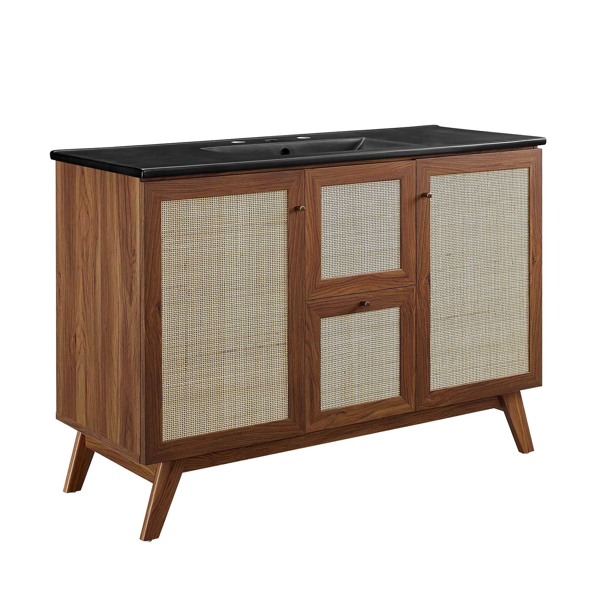 Modway  Soma 48-in Single Sink Bathroom Vanity in Walnut Black