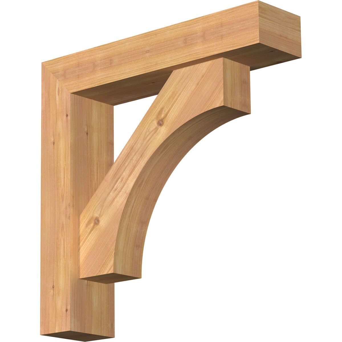 Ekena Millwork 1464445 Westlake Block Smooth Bracket with Offset Brace Western Red Cedar Wood Standard Bracket