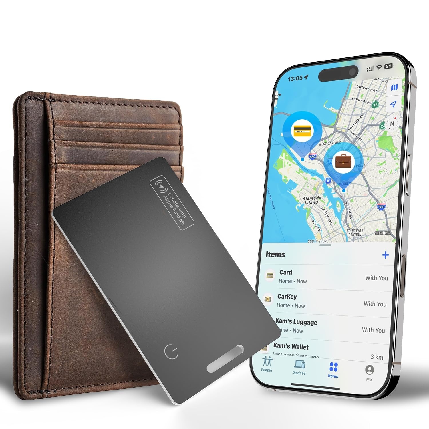 Etokfoks  ultra slim 1 8mm wallet tracker card with Apple Find My support IP68 water resistant PVC construction and loud sound alerts for