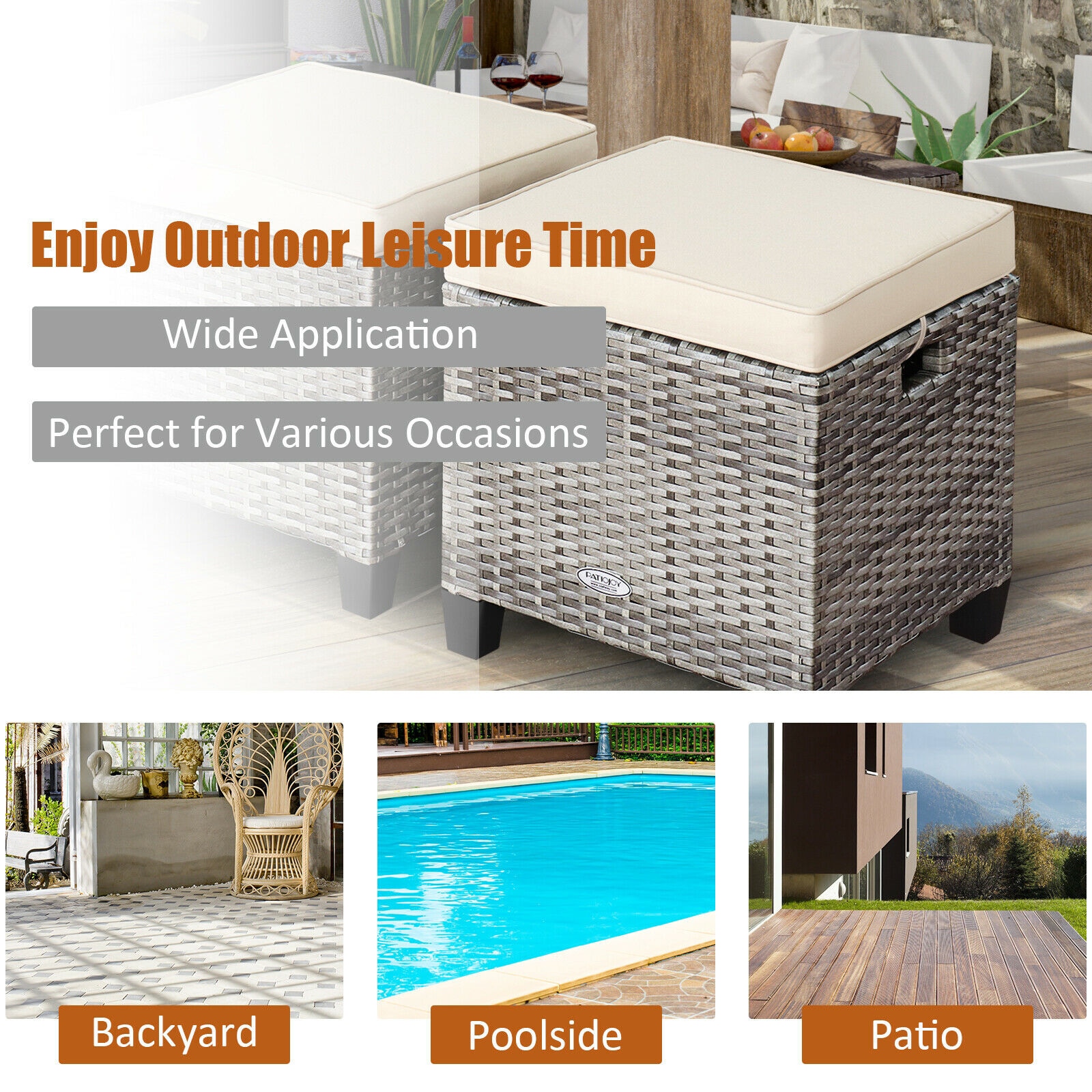 WELLFOR OUG67568WH Stools-Ottomans - View #6