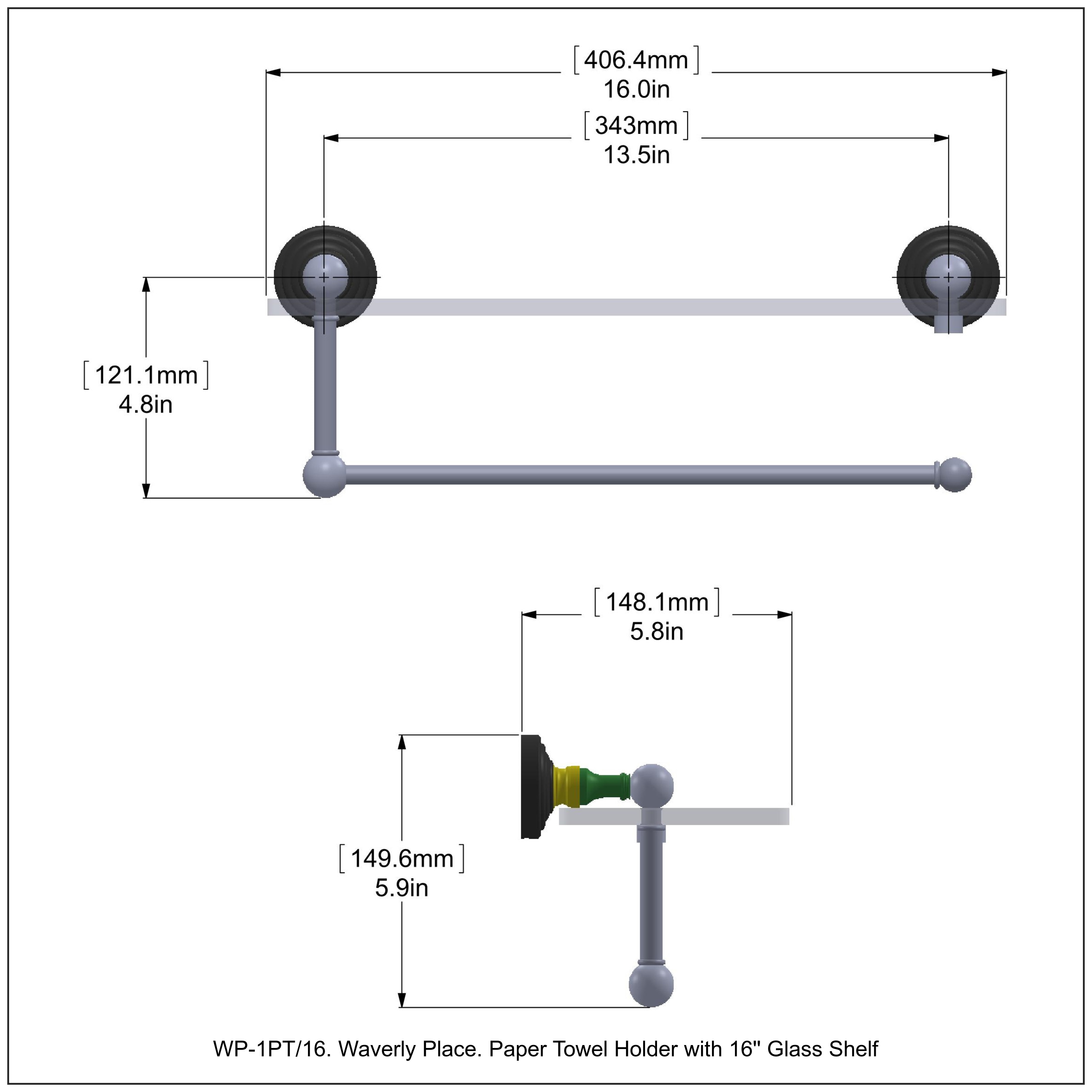 Allied Brass WP-1PT/16-SCH Paper-Towel-Holders - View #3