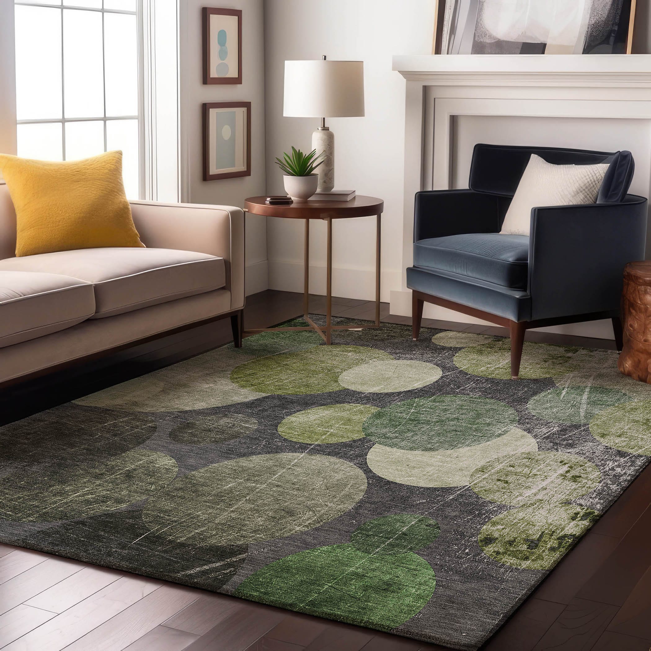 Addison Rugs AMF559EM8RO Mayfield AMF559EM 8 x 8 (ft) Loomed Polyester Emerald Round Indoor Geometric Machine washable Area rug
