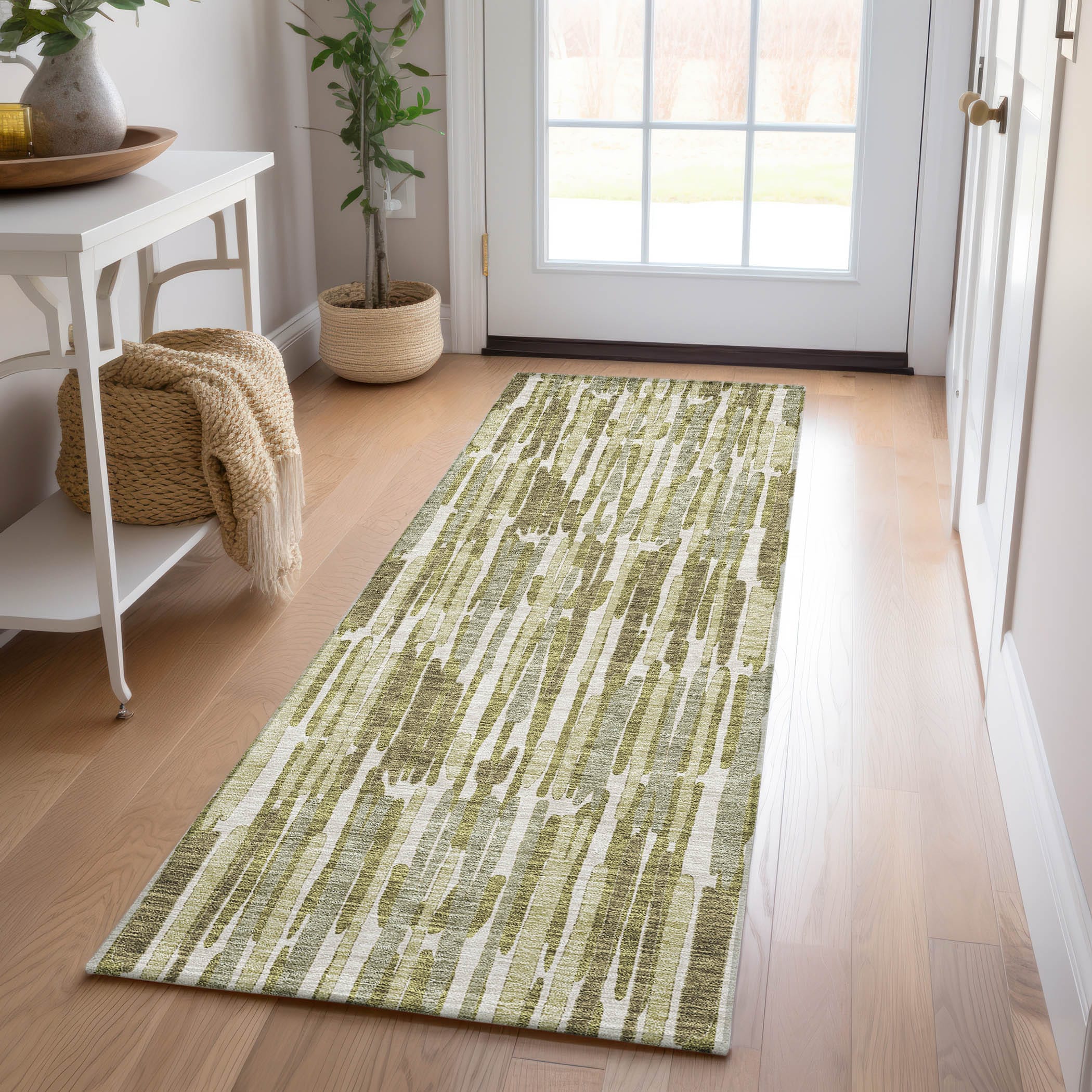 Addison Rugs ACN739OL2X8 Chantille ACN739OL 2 x 7 (ft) Polyester Olive Rectangular Indoor/Outdoor Geometric Machine washable Area rug