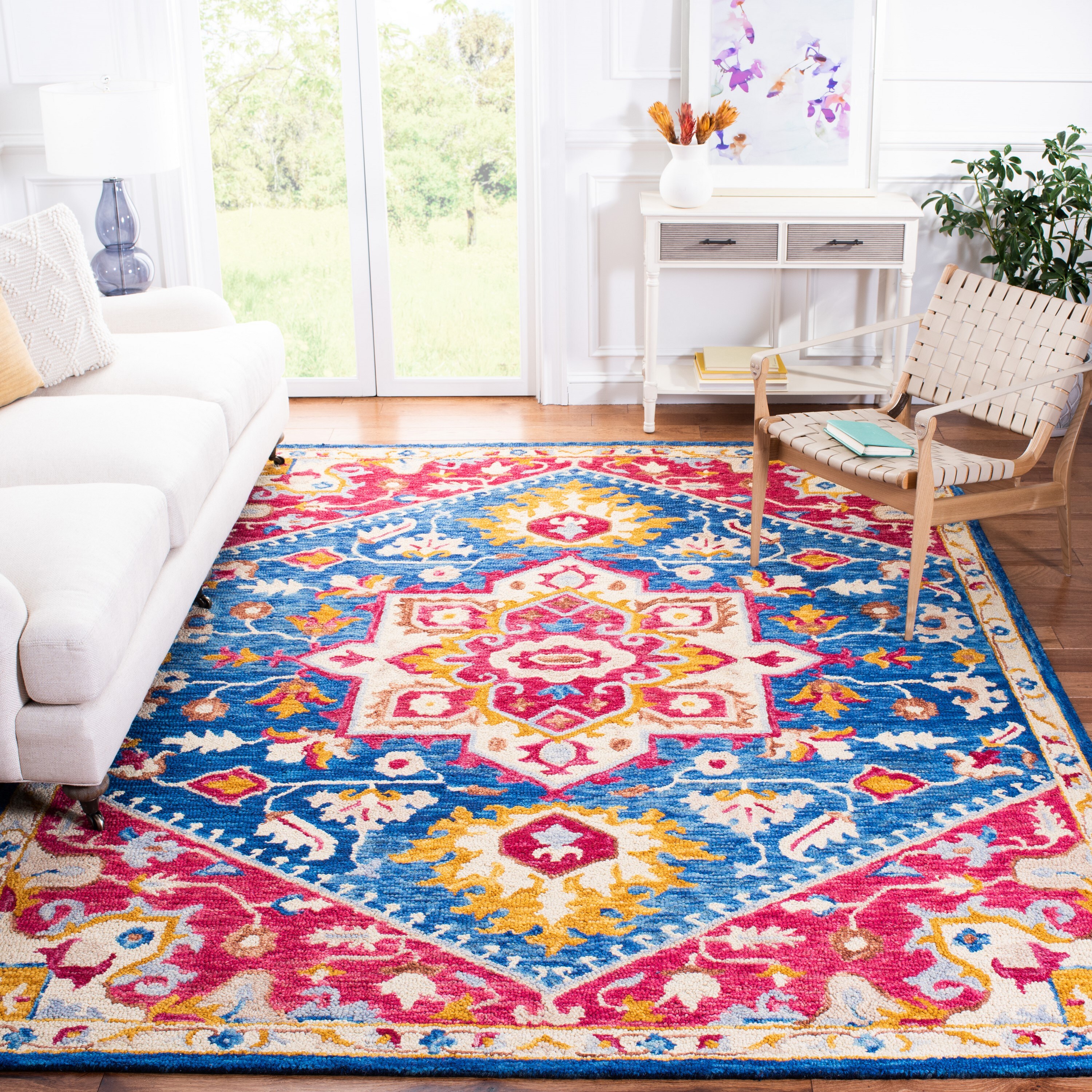 Safavieh APN513N-8 Aspen Coppet 8 x 10 (ft) Tufted Wool Navy/Fuchsia Rectangular Indoor Abstract Southwestern Area rug