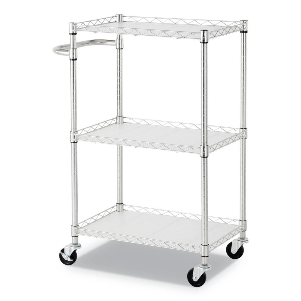 Alera Adjustable Metal Office Cart with 3 Shelves - Silver, Ideal for ...