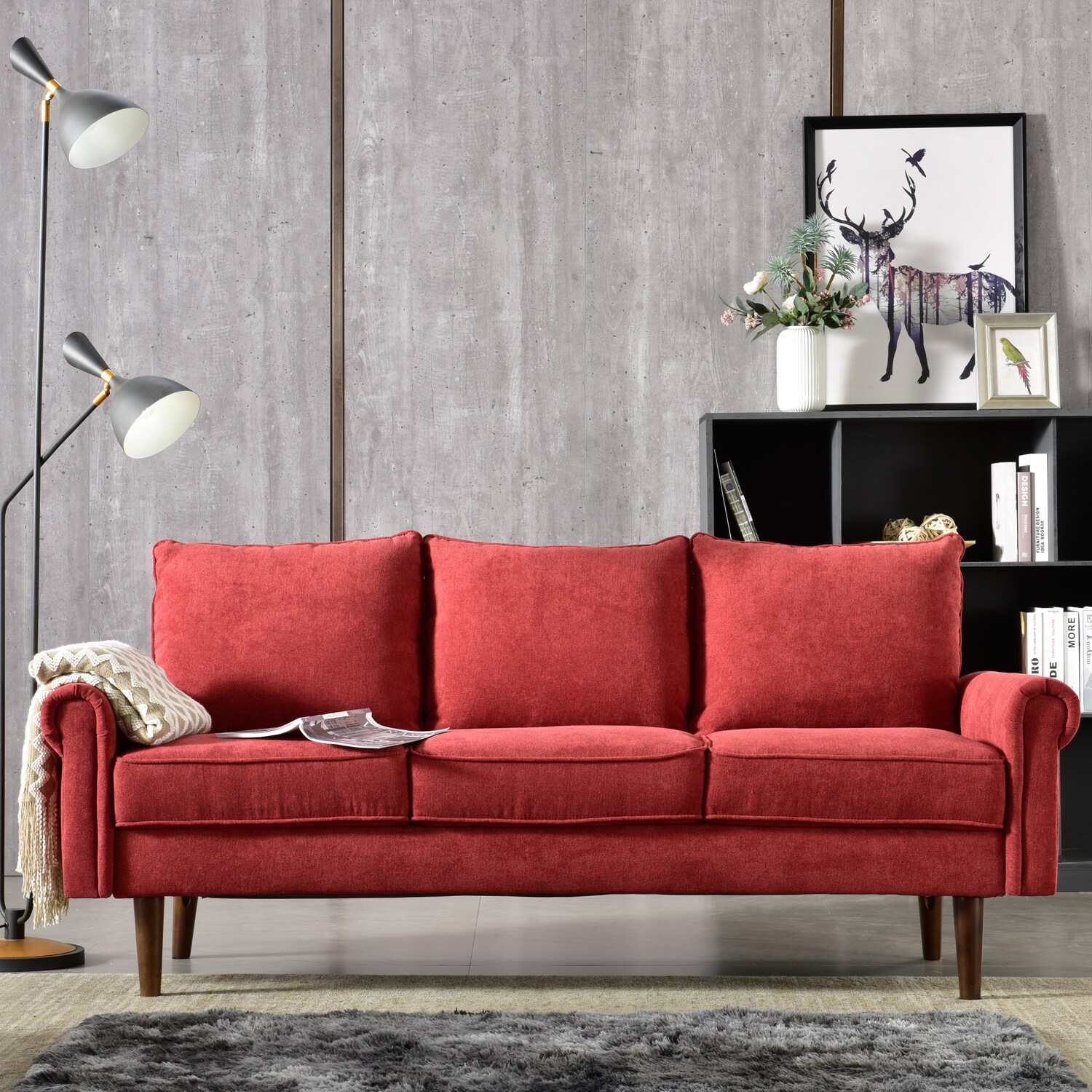 Ovios Modern Red Sofa in the Couches, Sofas & Loveseats department at Lowes.com