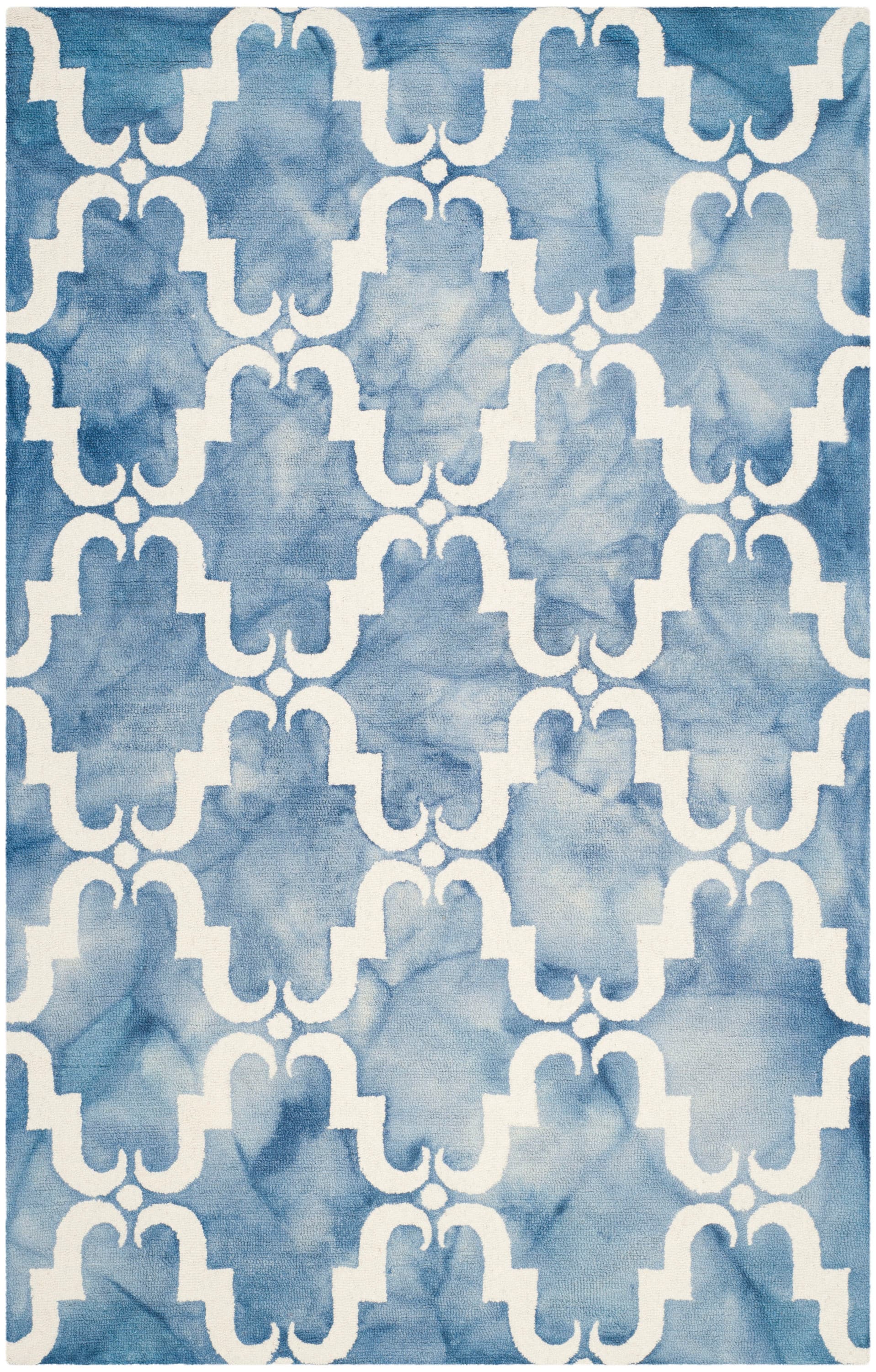 Safavieh DDY536K-5 Dip Dye Teri 5 x 8 (ft) Tufted Wool Blue/Ivory Rectangular Indoor Trellis Bohemian/Eclectic Area rug