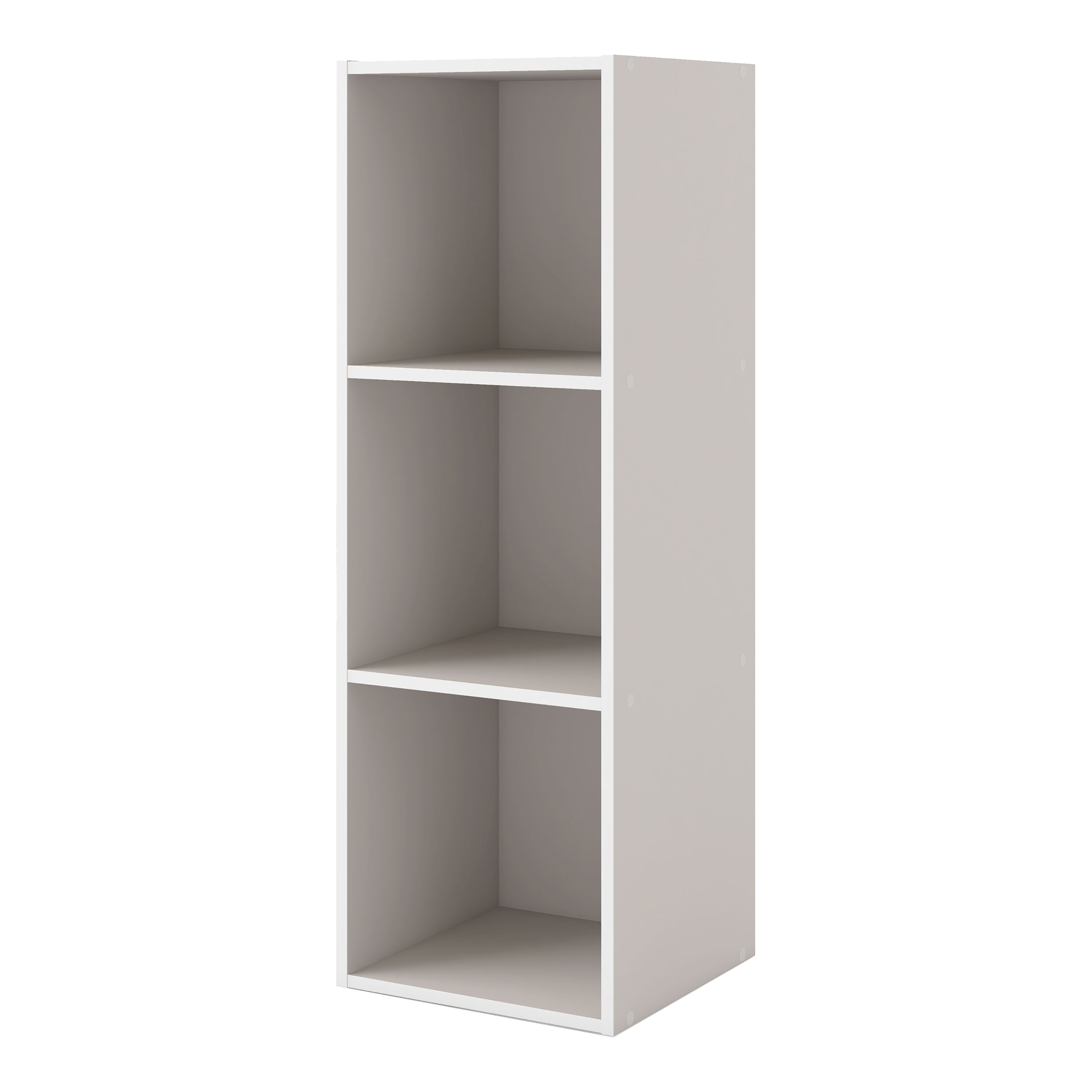 Taupe Grey 3-Shelf Stackable Wood Cube Bookcase