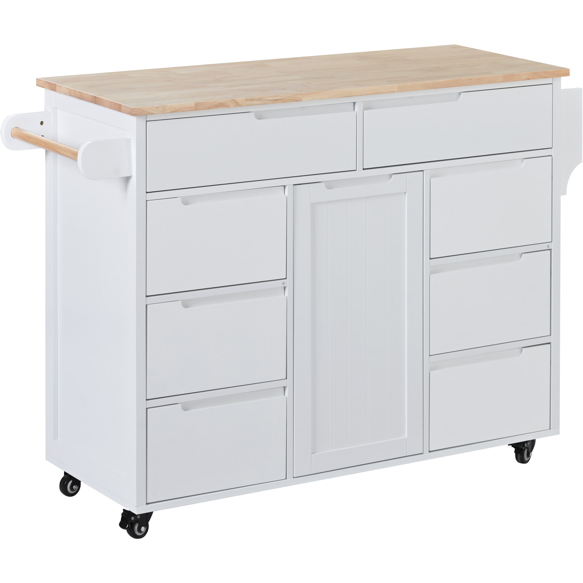 SINOFURN SYB260014WT White MDF Base with Wood Wood Top Rolling Kitchen Cart ( 18.5-Inches x 53.1-Inches x 37-Inches )