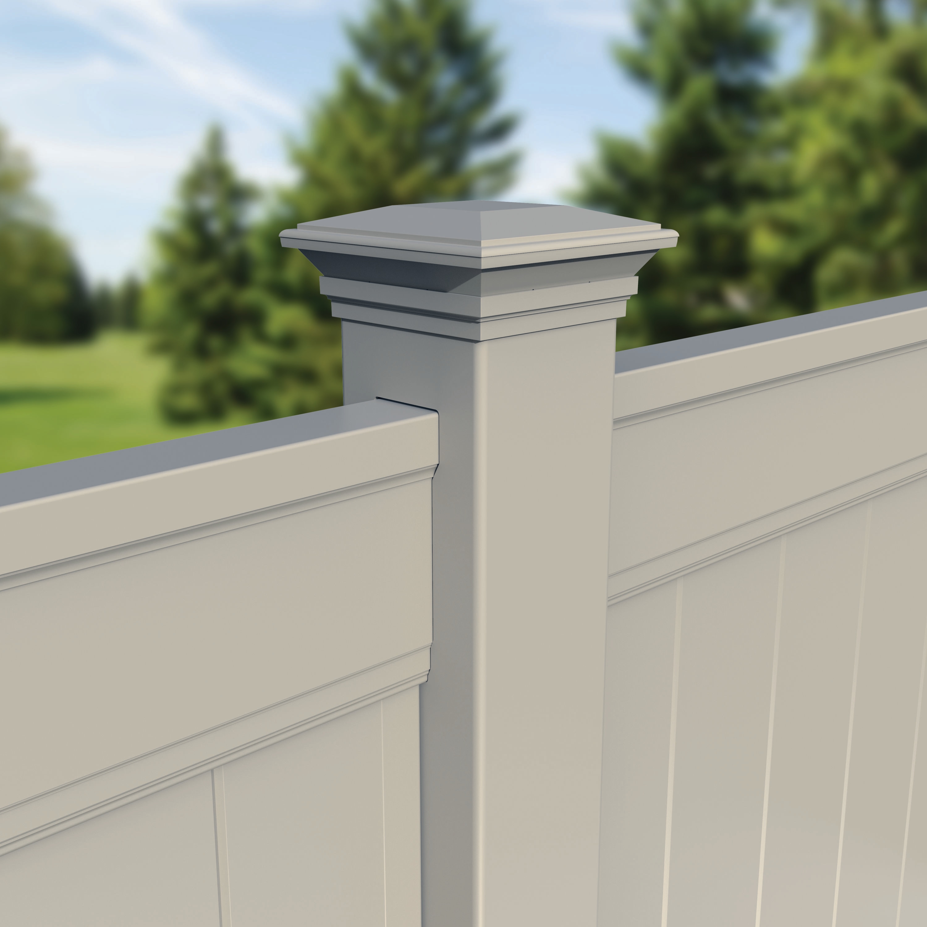 Freedom 5-in W x 5-in L Khaki Vinyl Fence Post Top- Fits Common Post Measurement: 5-in x 5-in