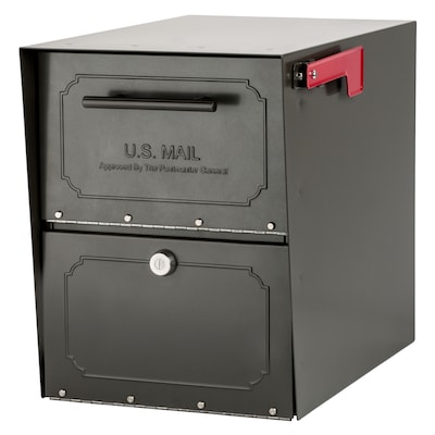 Extra-large 12-inW x 18.1-inH Lockable Post Mount Mailbox with Notification Flag 