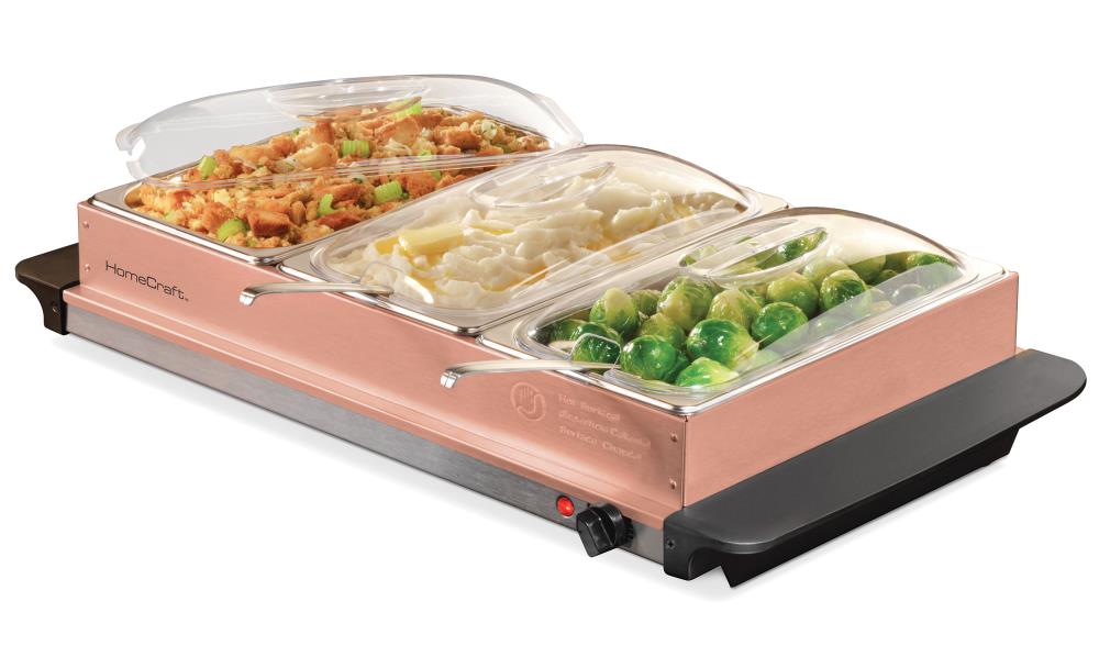 HomeCraft BSC25 3-Station Residential Buffet Server/Warming Tray Combination