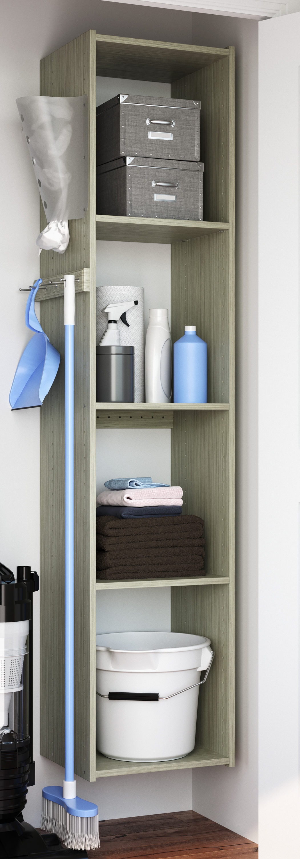 Easy Track 72" White and Weathered Grey 5-Shelf Utility Closet Kit
