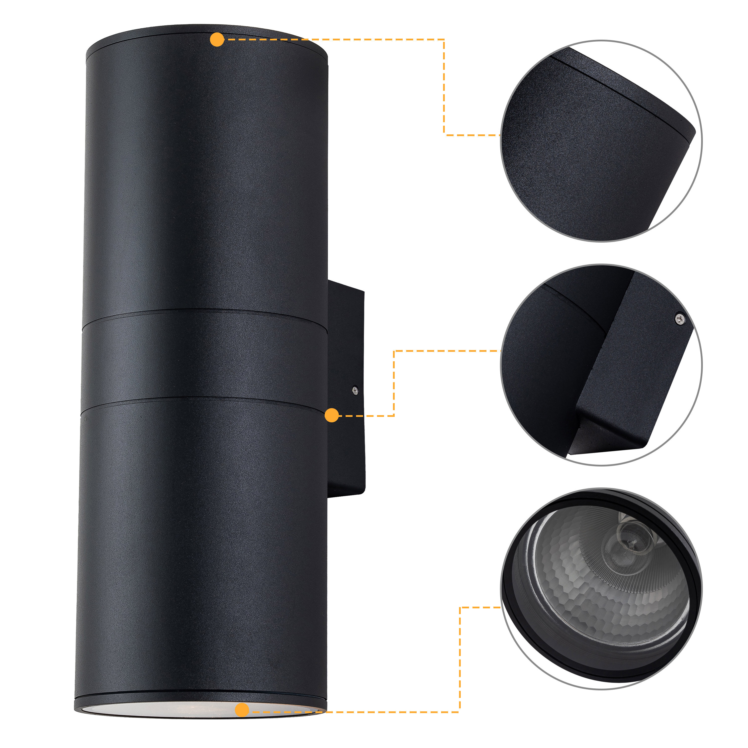 Matte Black Aluminum Cylinder Outdoor Wall Sconce