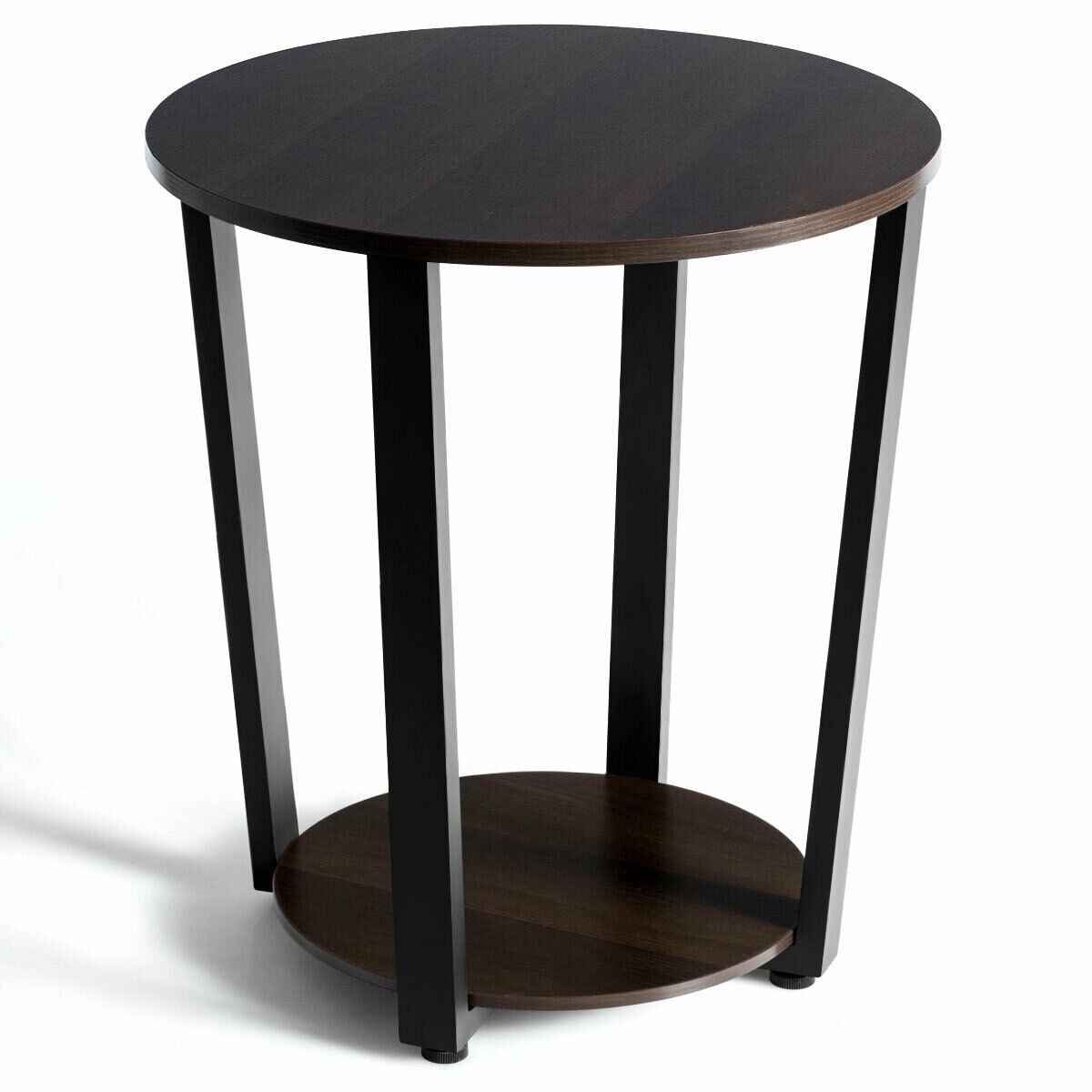LIVIZA GIS82810 19.5-in W x 22.5-in H Walnut Wood Round Modern End Table Assembly Required