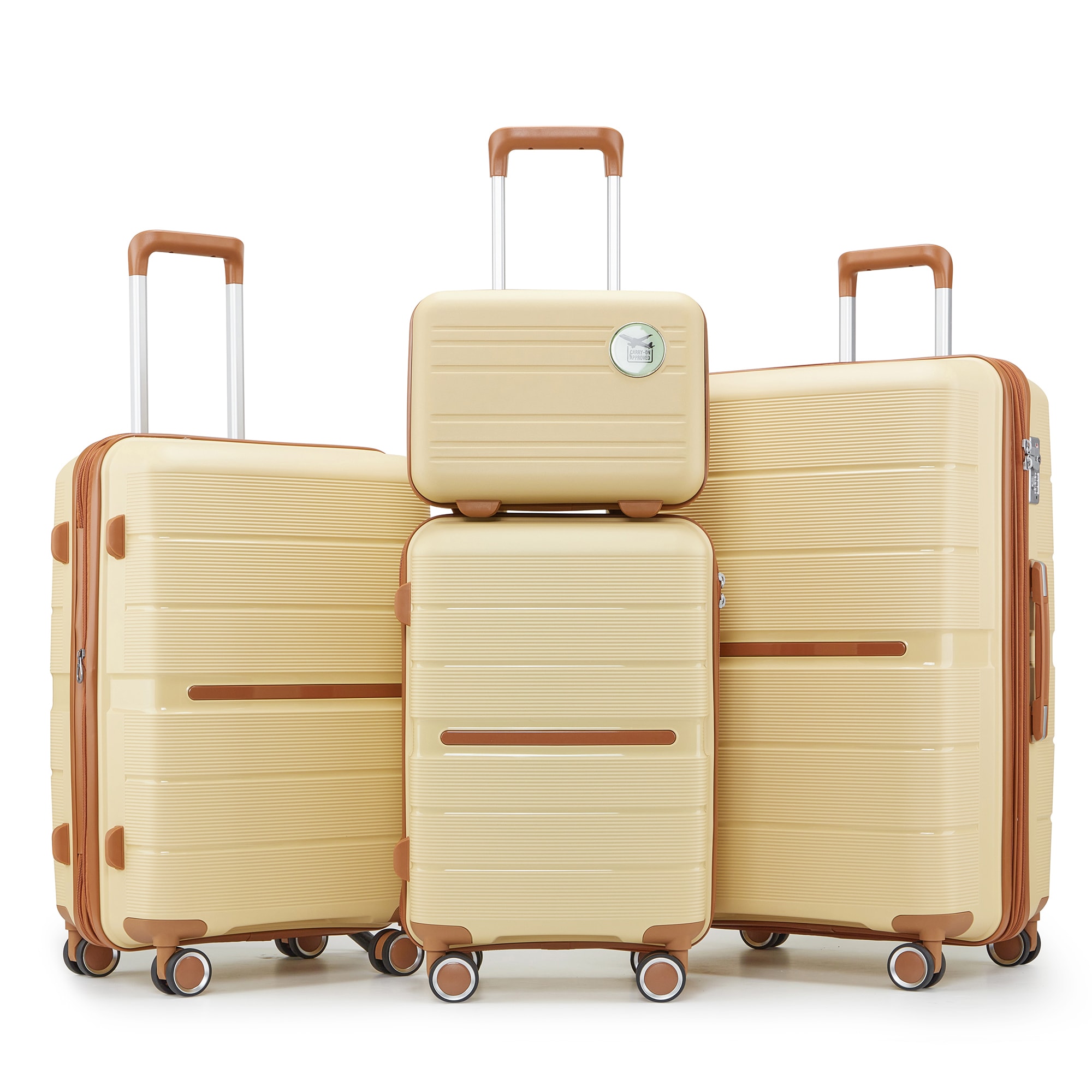 SINOFURN SYD9200004BG 18.5x12.6x29.5 Cream Plastic Hardshell Suitcase set 4 -Bag
