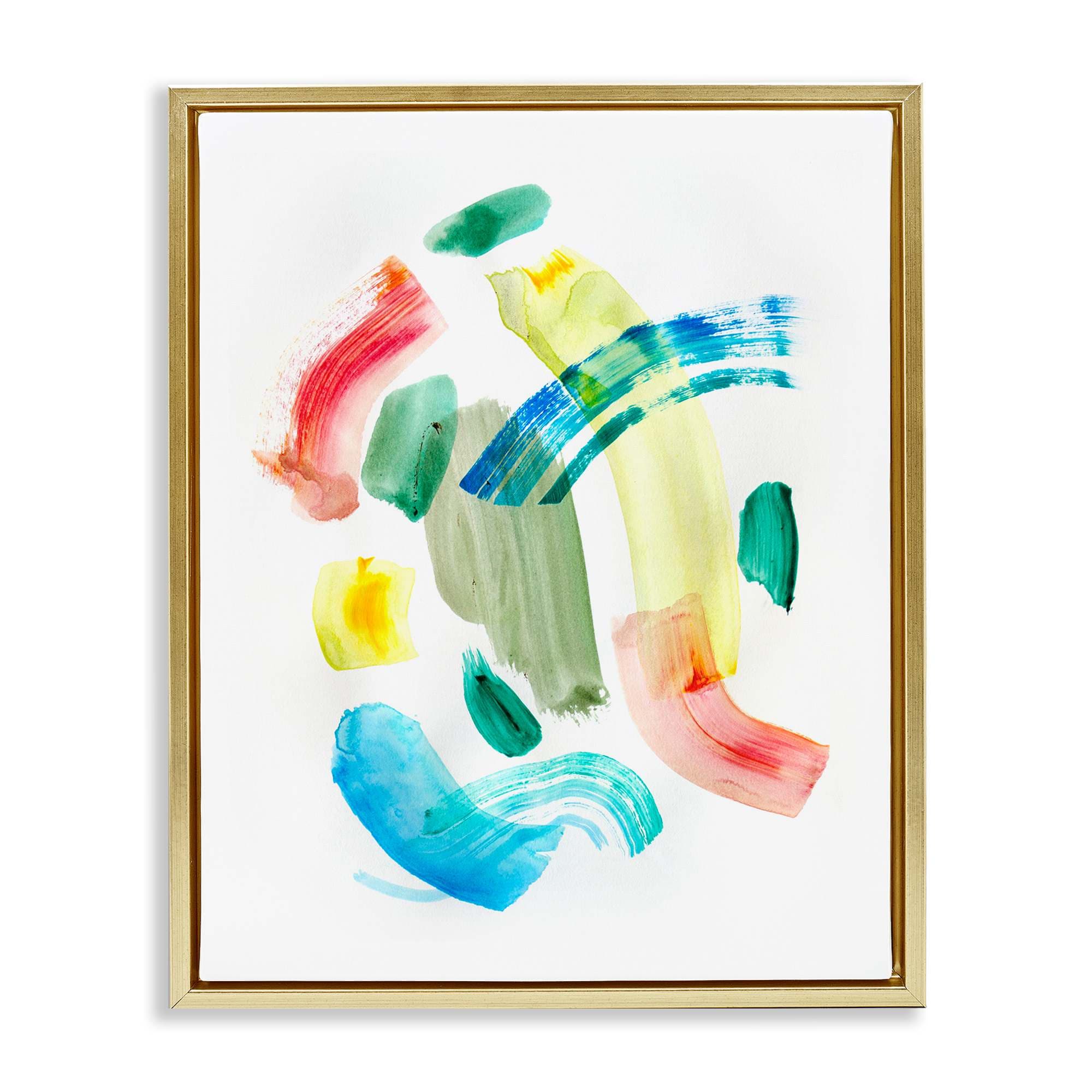 Stupell Industries BU-155-FFG-24X30 Curved Retro Abstraction Gold Framed Floater Canvas Wall Art By Gemma Bardot 25 x 31