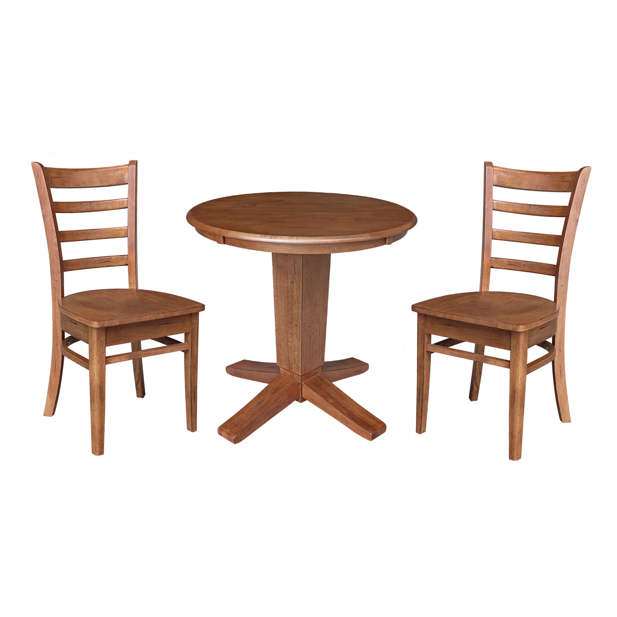 International Concepts K42-30RT-23B-C617-2 Distressed Oak Traditional Dining Room Set with Round Table ( Seats 4 )