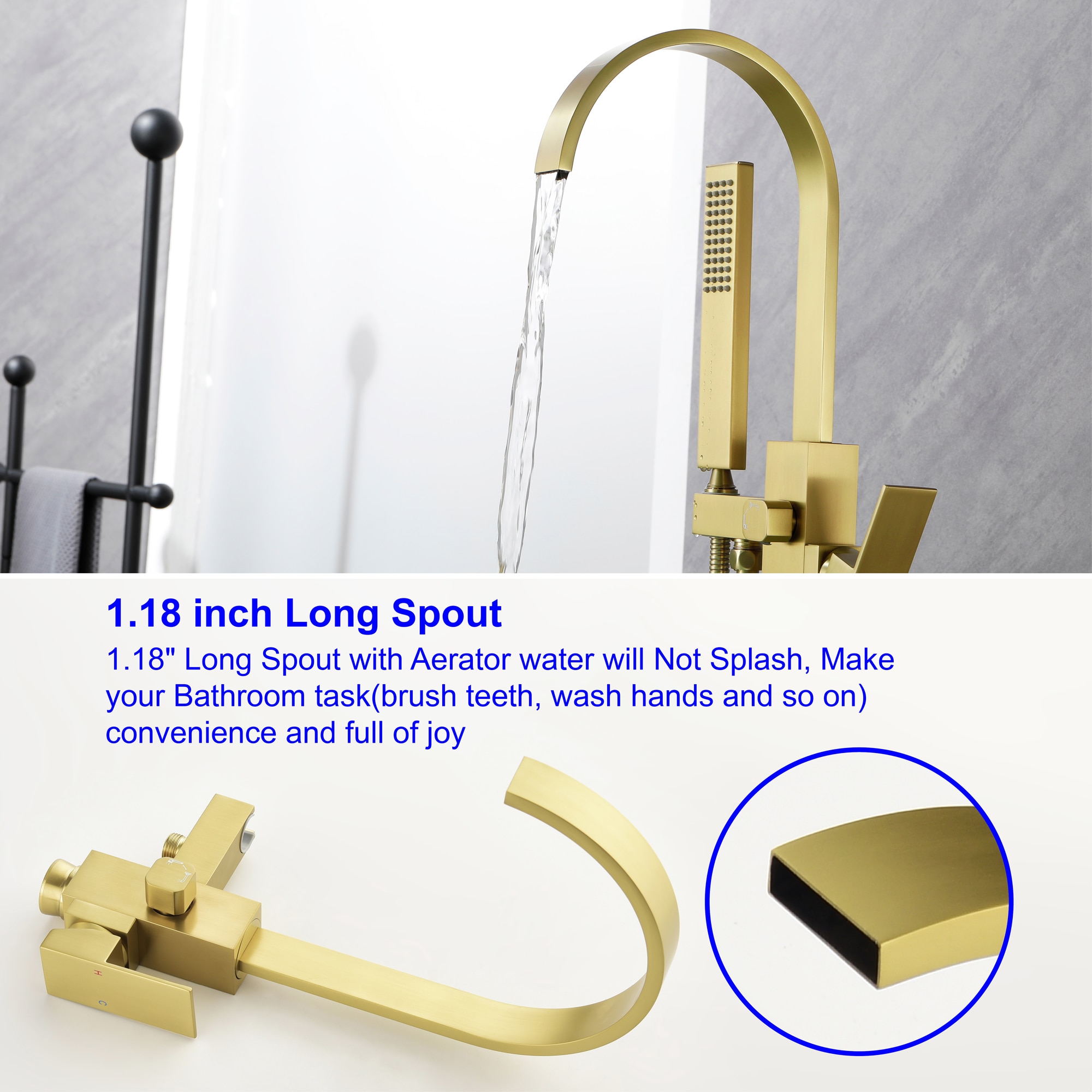 WELLFOR SPA-18007BG Roman-Tub-Faucets - View #5