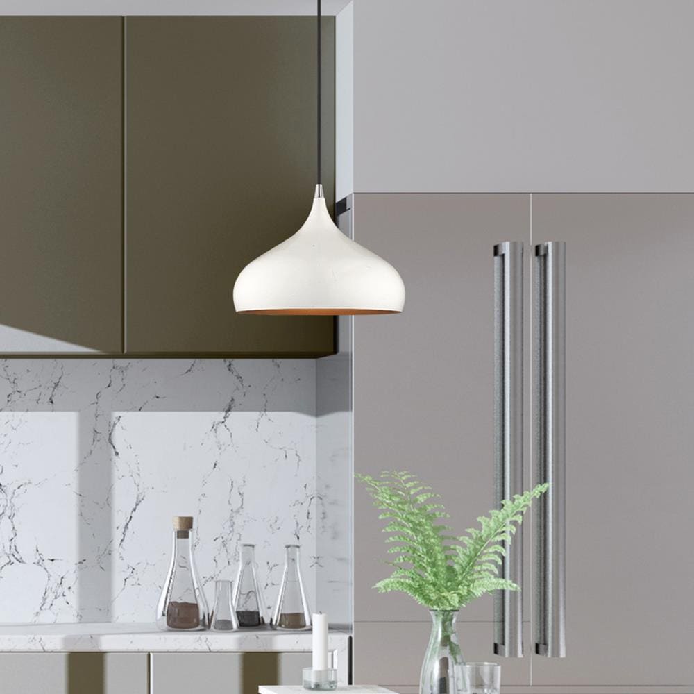 Amador Mini 1-Light Indoor/Outdoor Pendant in Shiny White and Gold