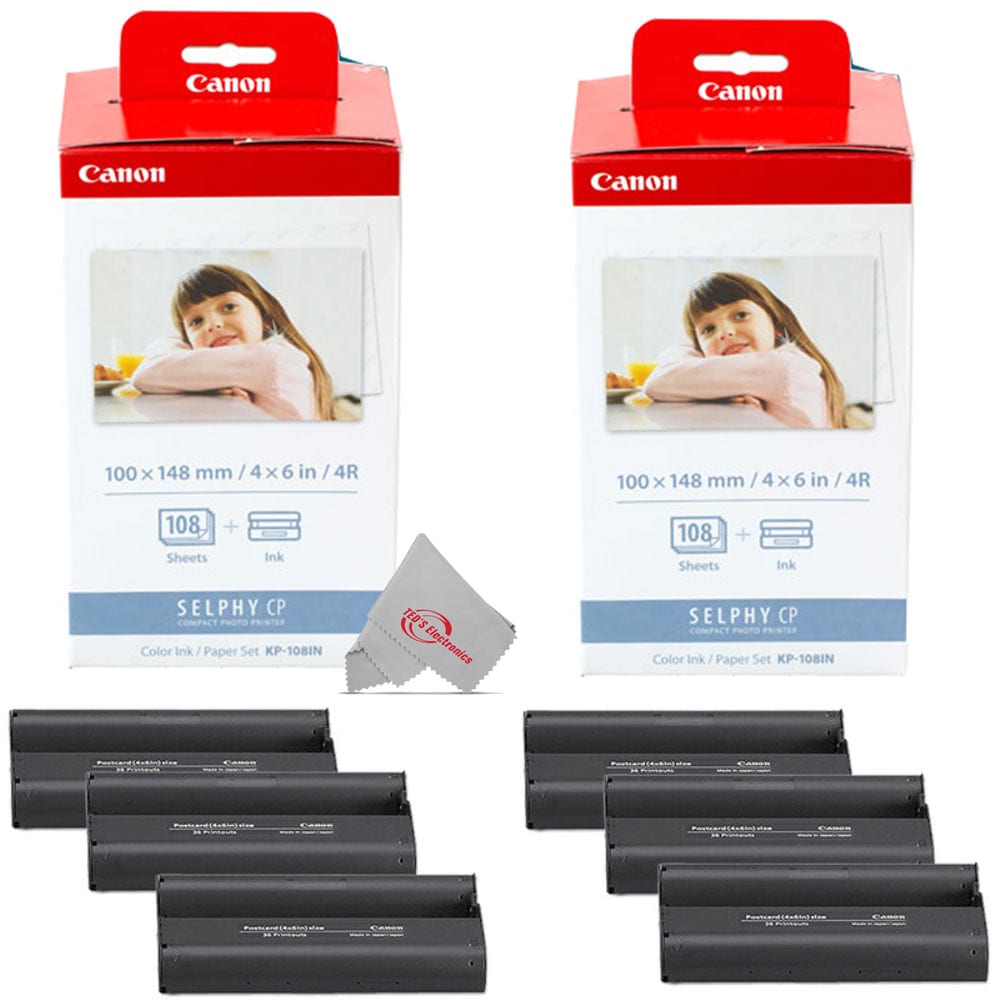 Canon Two  KP 108IN Selphy Color Ink 4x6 Paper Set 3115B001 for SELPHY CP910 CP900 CP1500 CP1300