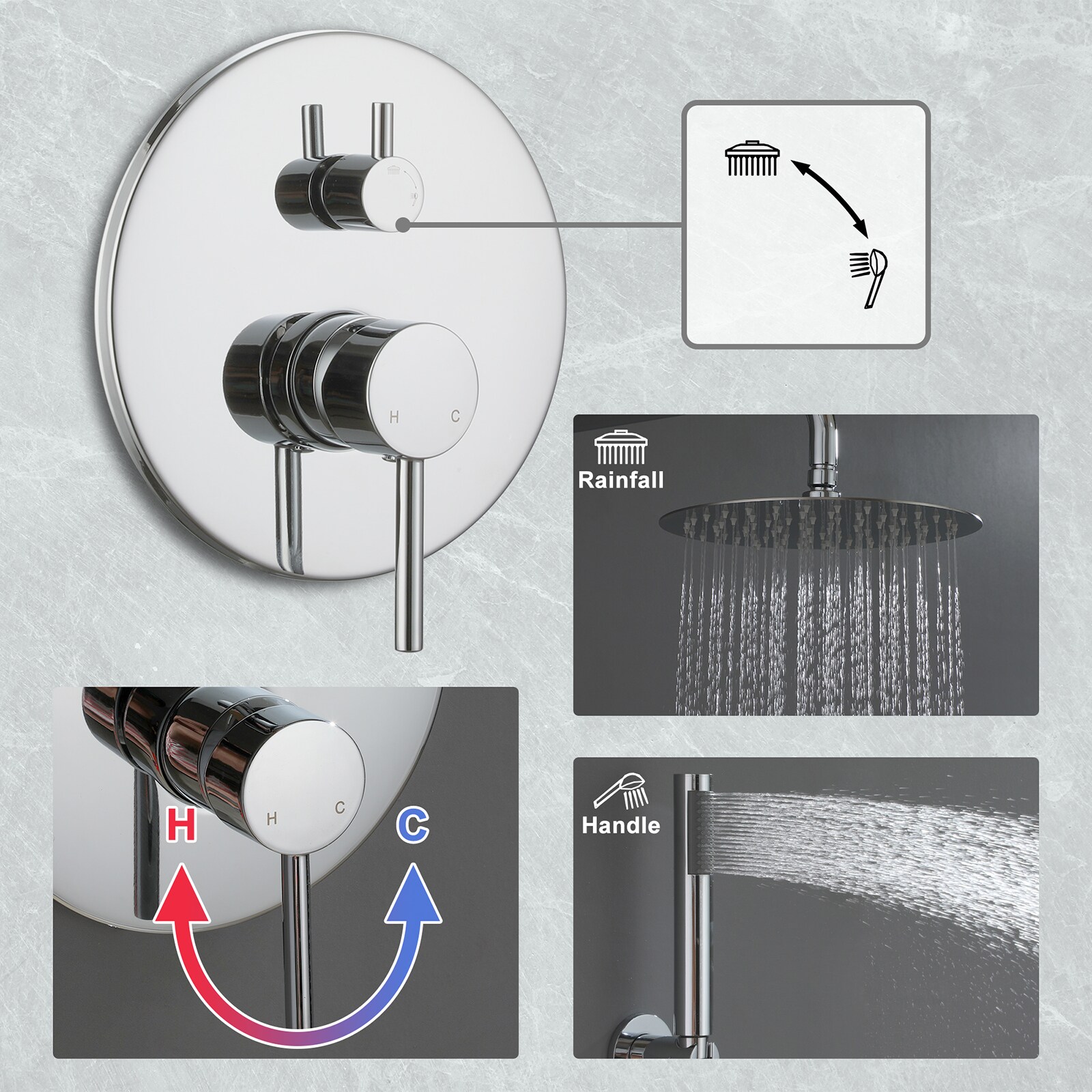 Mondawe AM-S133AC-10CH Showerhead-Bar-Panels - View #5