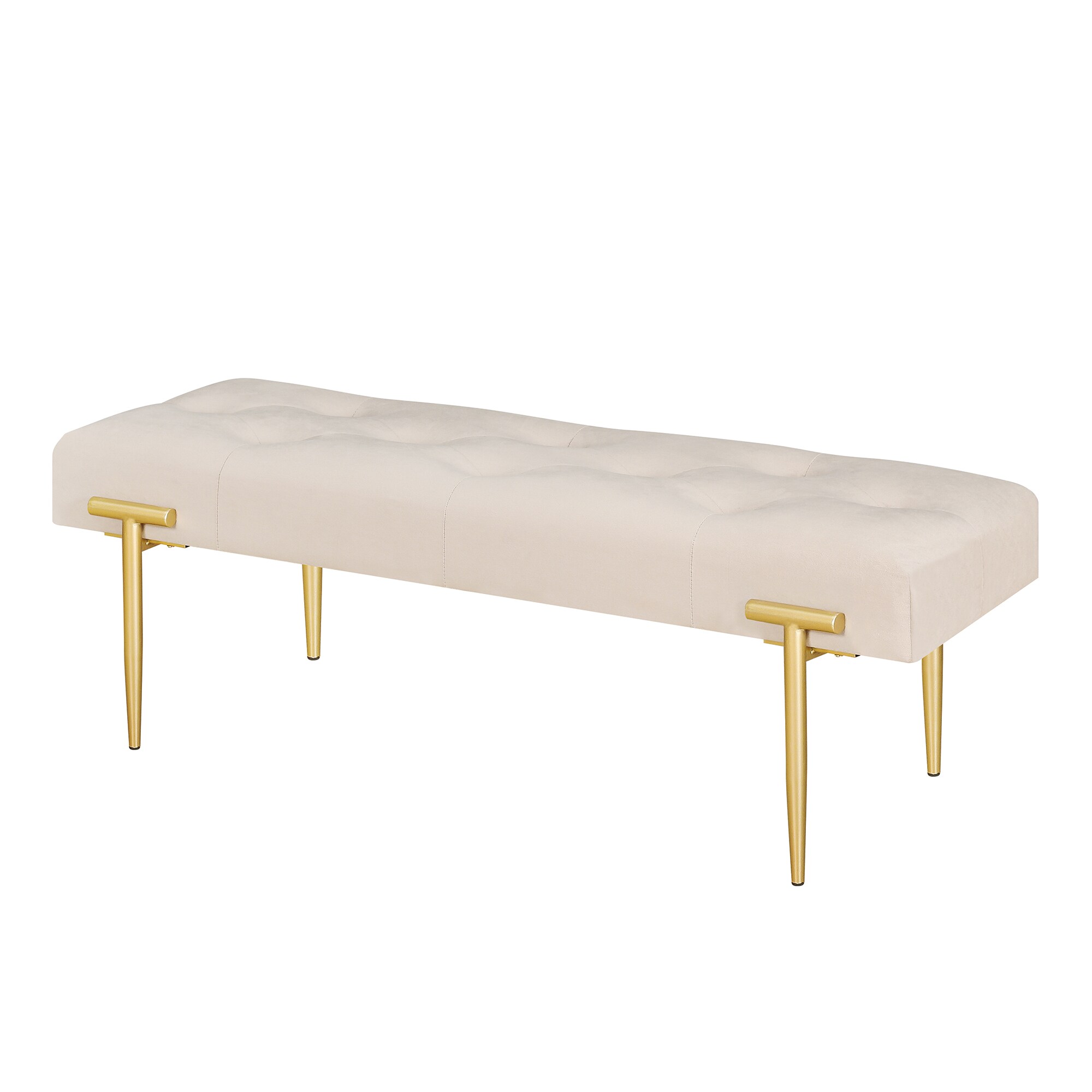 Bybafun YD2400053 Modern Beige Accent Bench 47.7-Inches x 17.72-Inches x 16.54-Inches