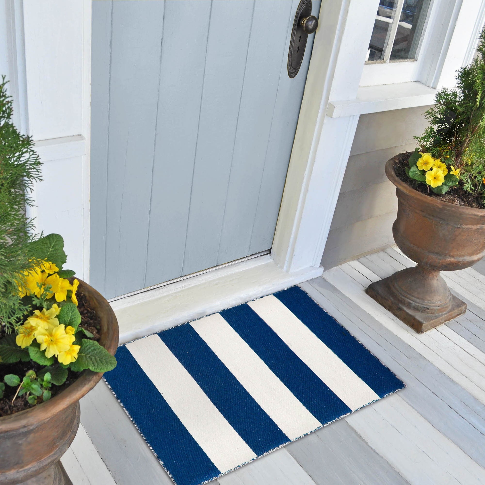 Liora Manne SRN23630233 Sorrento 2 x 3 (ft) Polyester Navy Rectangular Indoor/Outdoor Stripe Coastal Throw rug