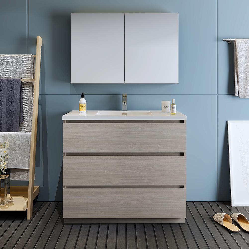 Fresca Lazzaro 42-in Gray Single Sink Bathroom Vanity with White ...