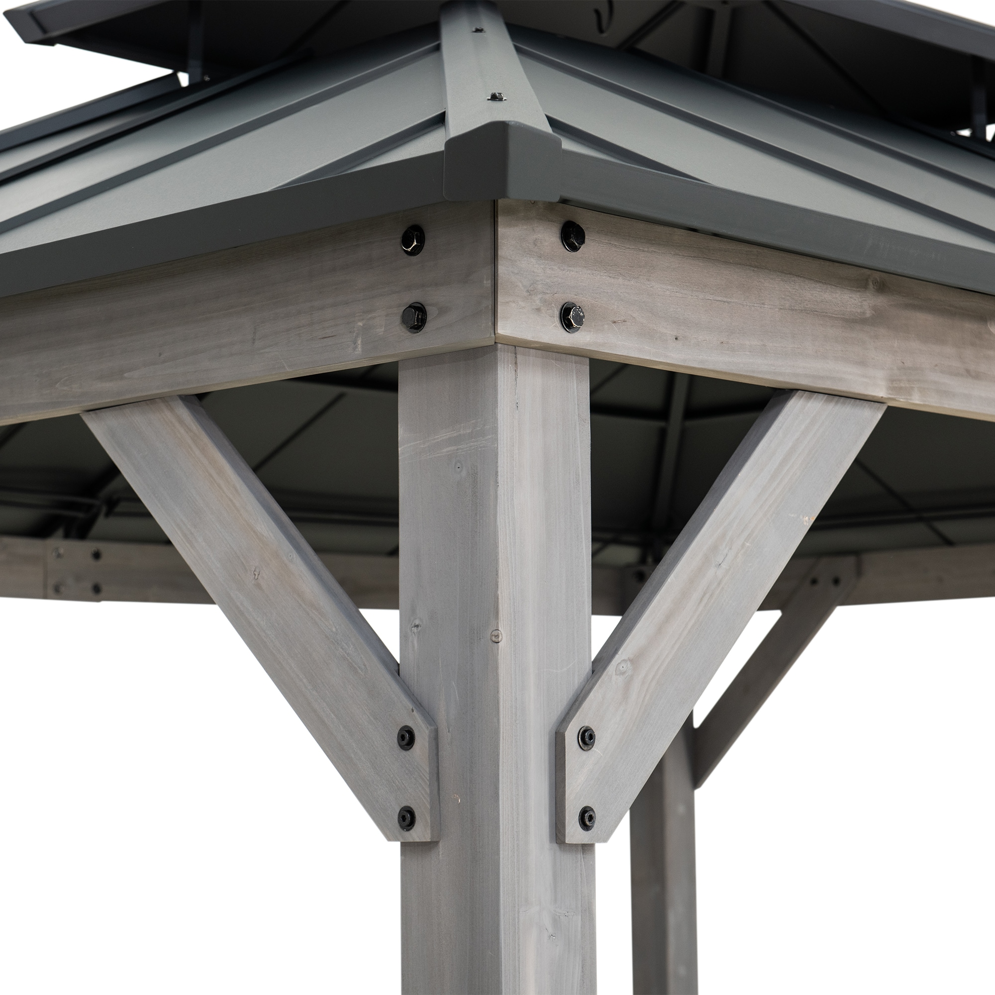 Sunjoy Cedar Framed Wooden Gazebo with Steel Roof, 10 ft. x 12 ft.